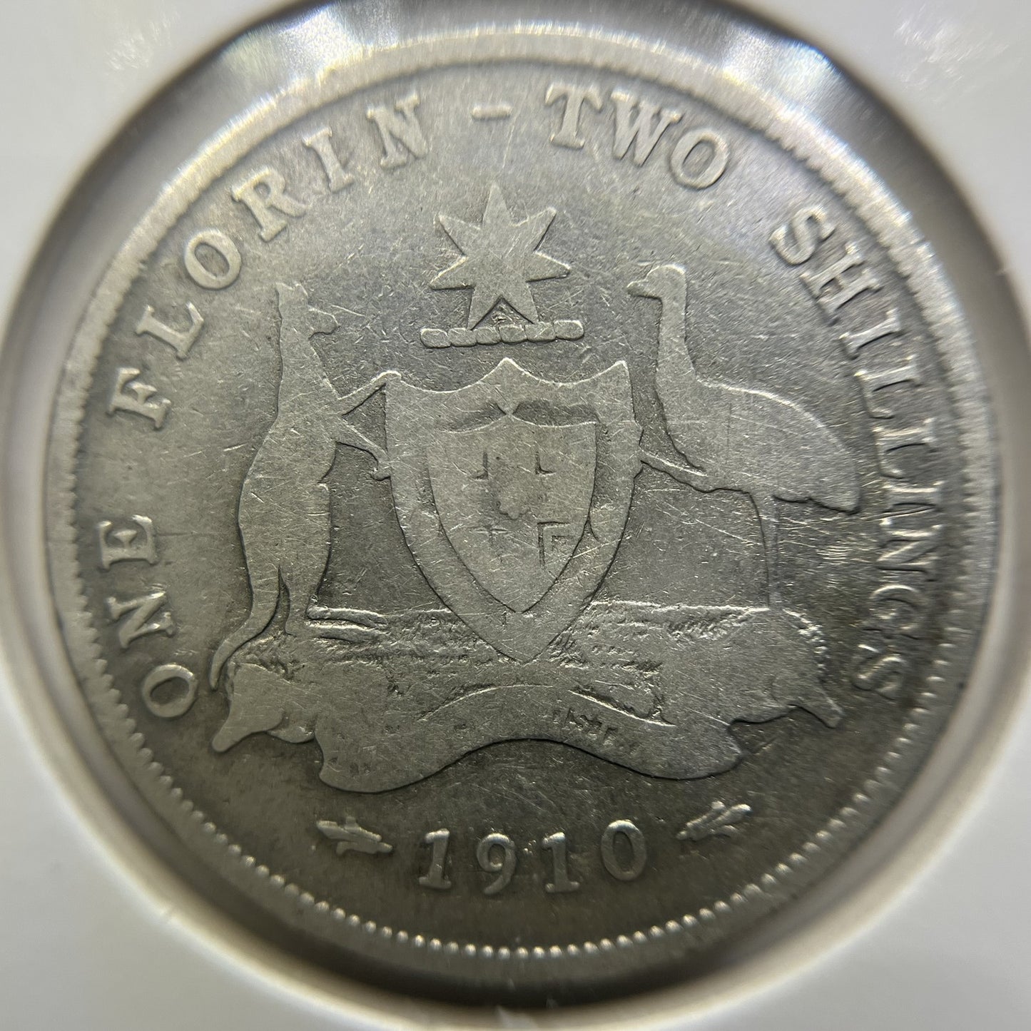 1910 Florin Coin - Very Good - Edward VII Silver Predecimal First Year