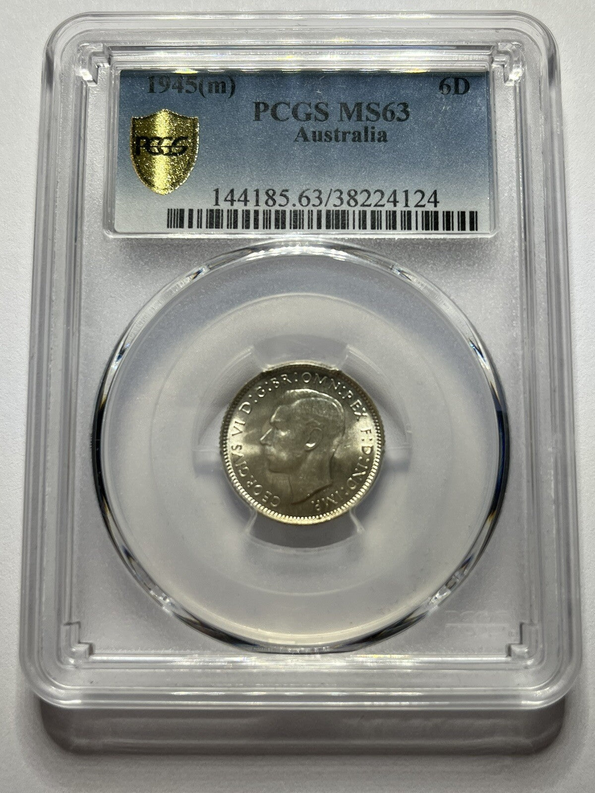 1945 m Sixpence Coin - PCGS MS63 - Uncirculated Graded George VI Silver