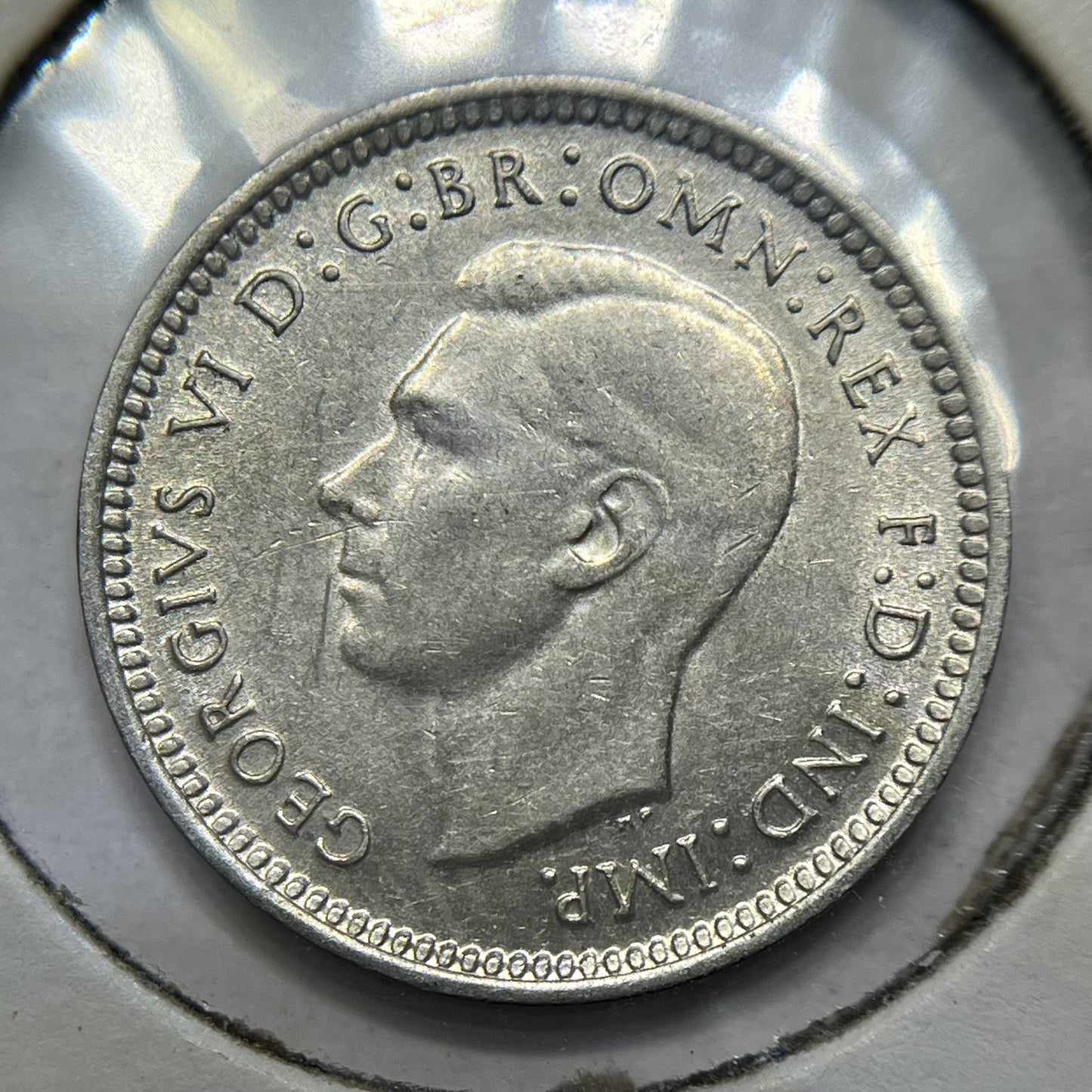 1942 s Threepence Coin - Uncirculated - Silver George VI Predecimal