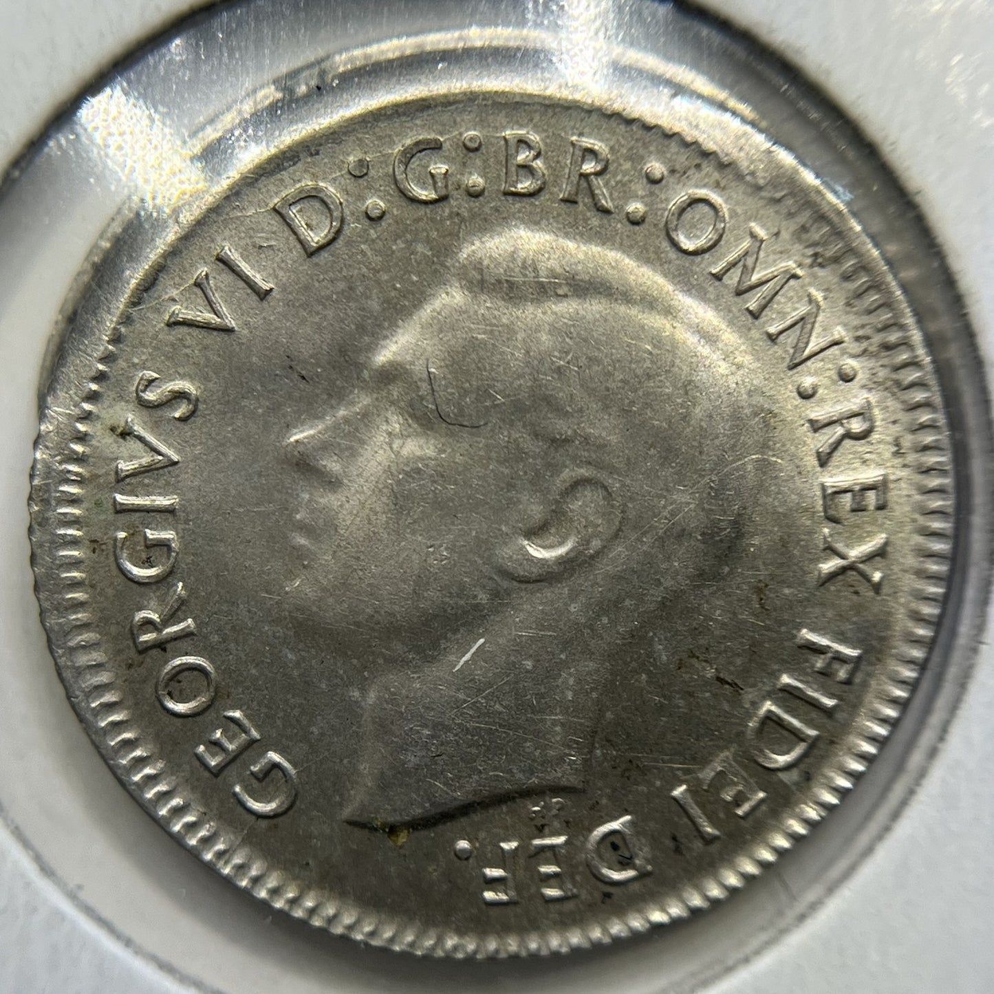 1950 Sixpence Error Coin - Major Struck out of Collar with Lip UNC - Scarce
