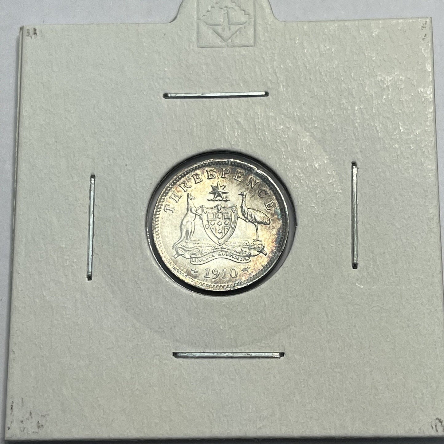 1910 Threepence Coin - Uncirculated Beautiful Toning - Silver Edward VII