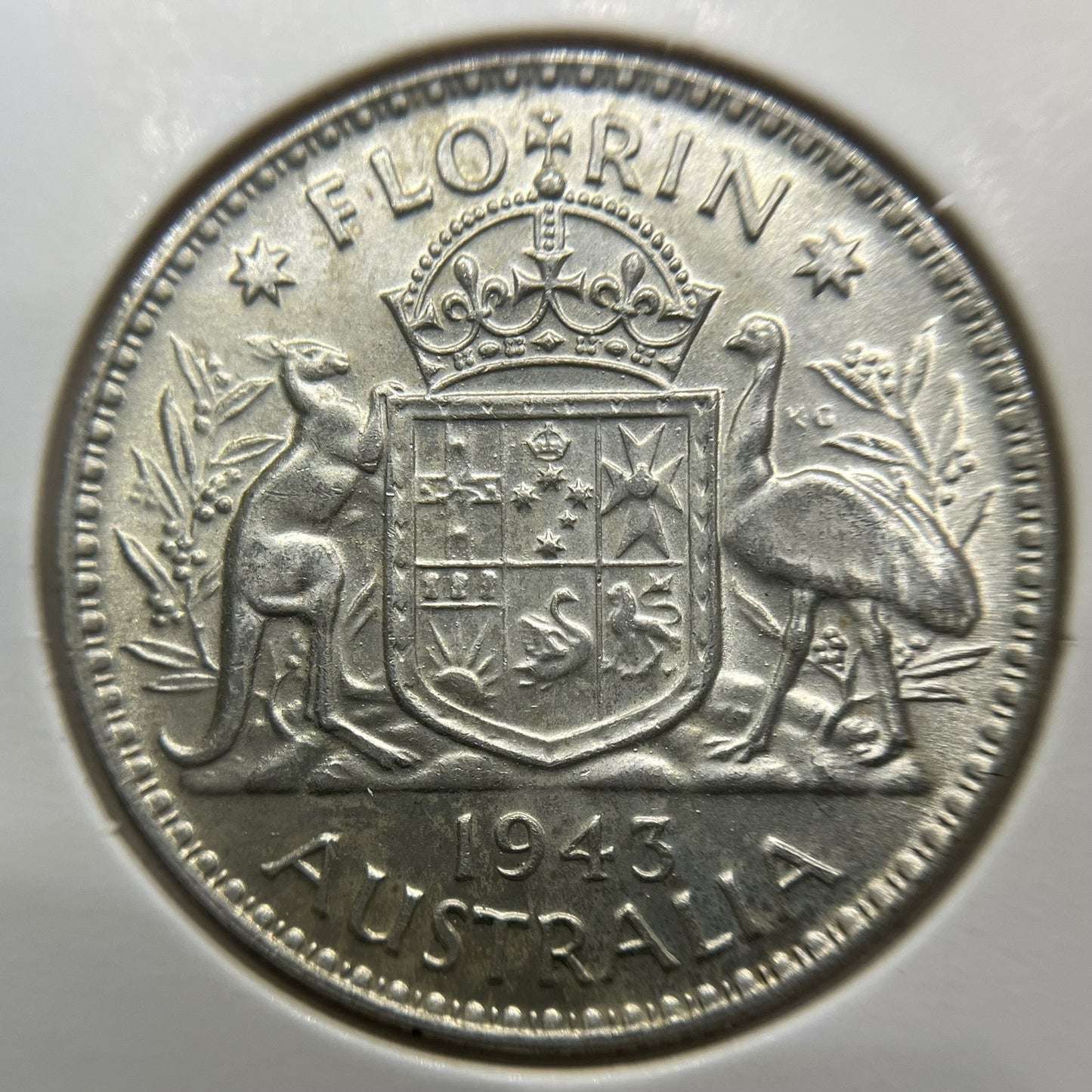 1943 Florin Coin - Extremely Fine or better - George VI Silver Predecimal