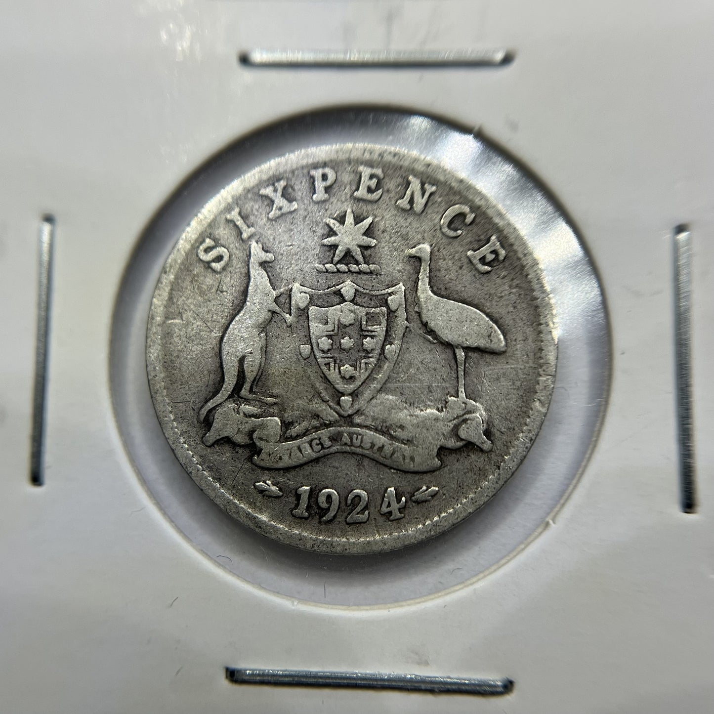 1924 Sixpence Coin - Very Good - George V Silver Predecimal Australian
