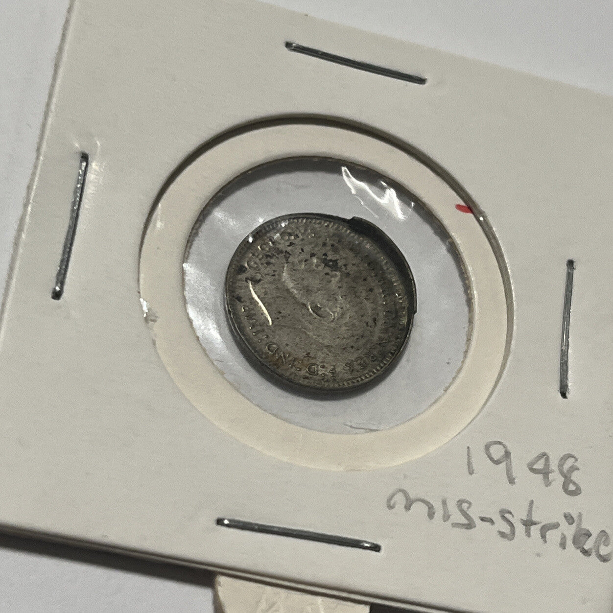 1948 Threepence Error Coin - Mis-strike Large Lip RARE - Silver Predecimal