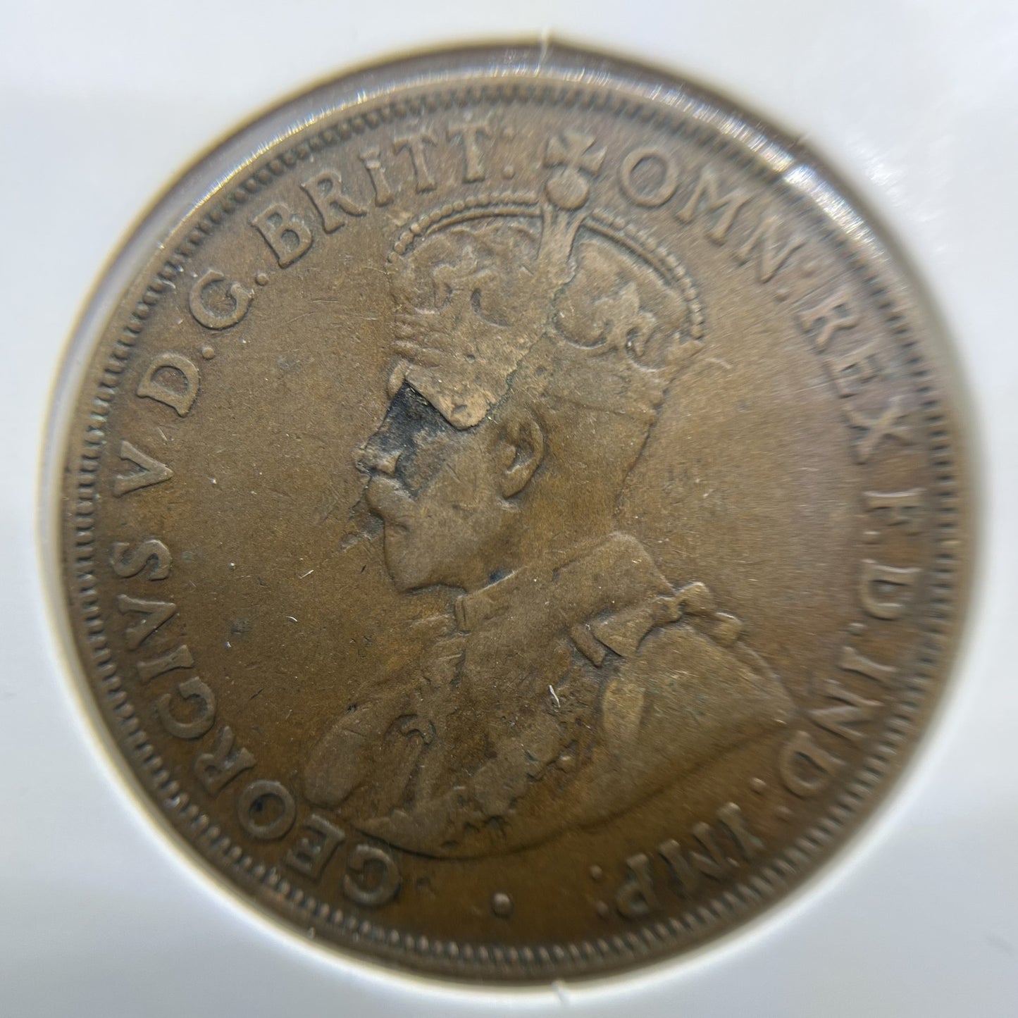 1920 Penny Error Coin - Planchet Pleel Obv Fine - George V