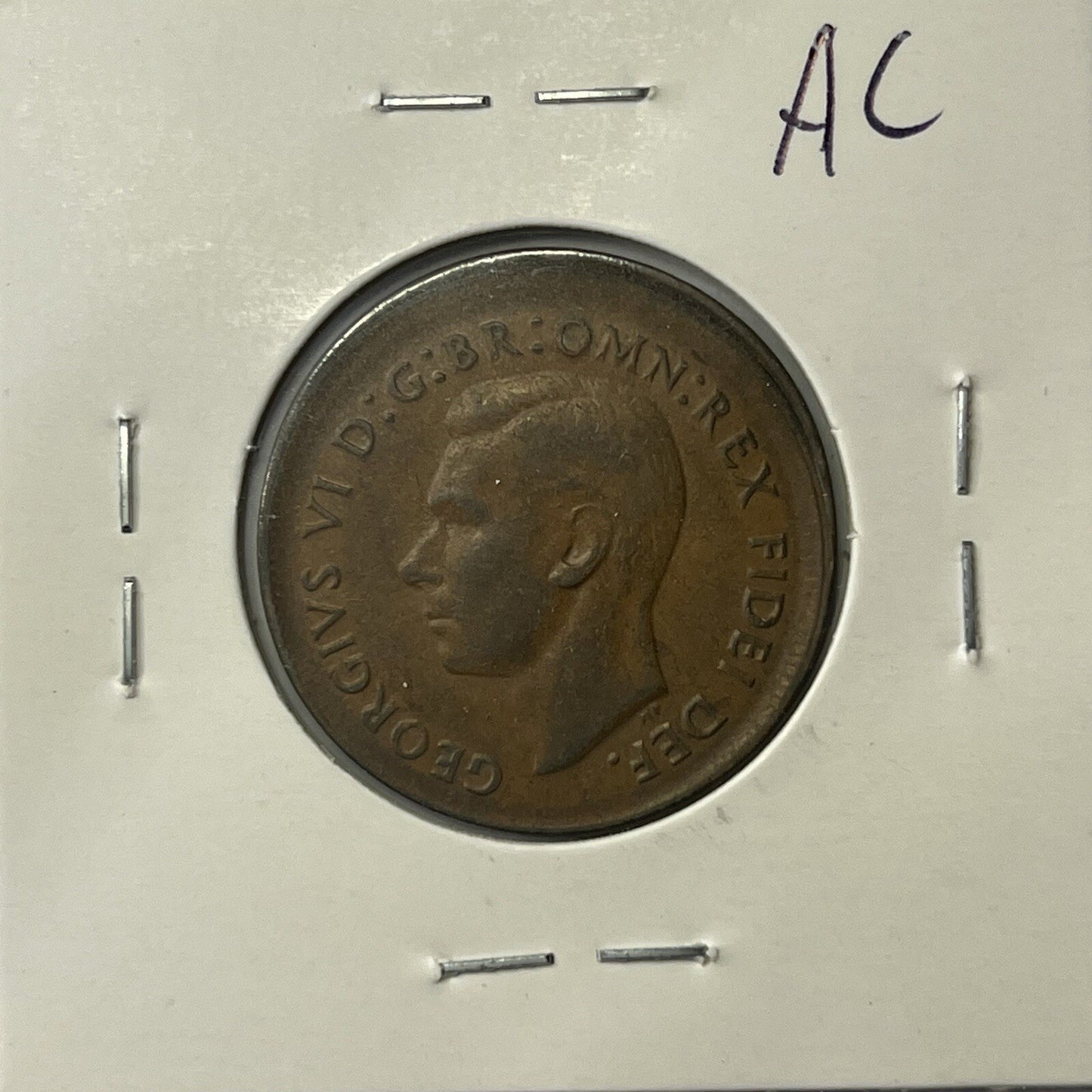 1951 Half Penny Coin - BroadStrike Misstrike Error +Lip Scarce Predecimal Collar