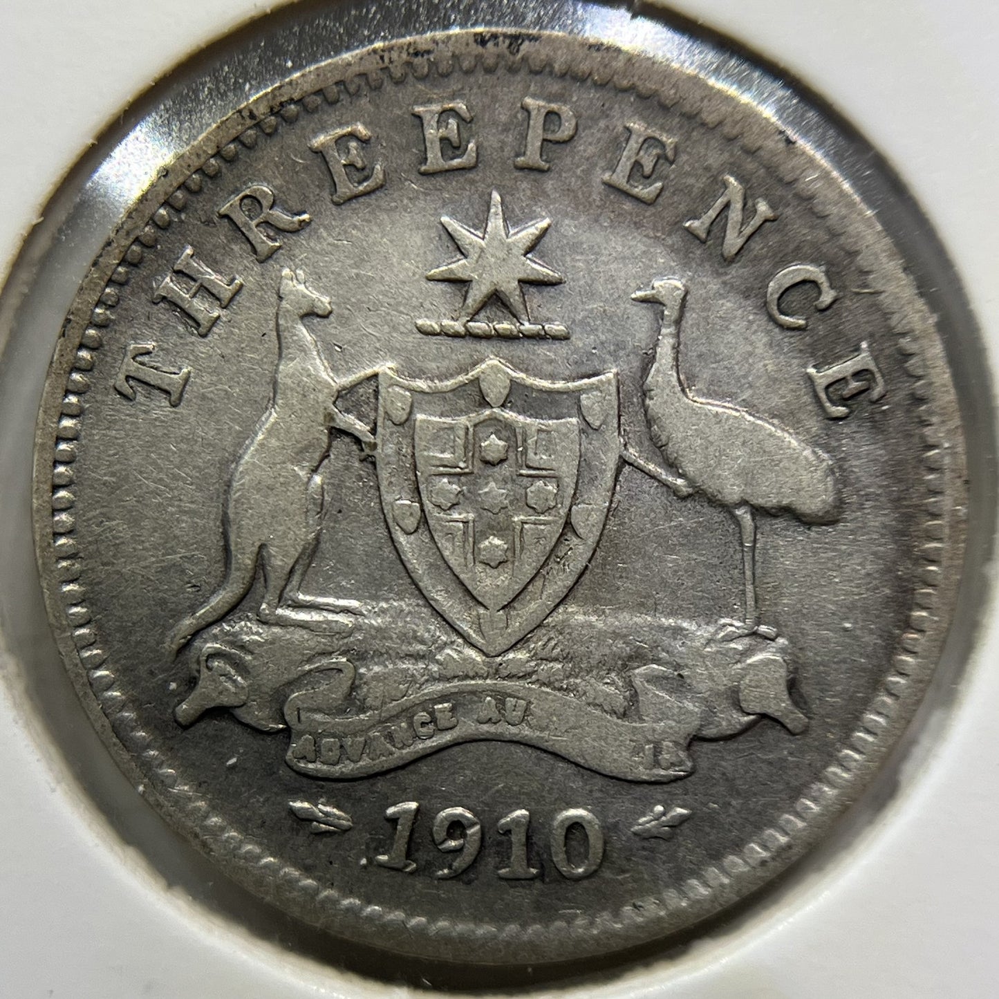 1910 Threepence Coin - about Very Fine - Silver Edward VI First Year of Issue