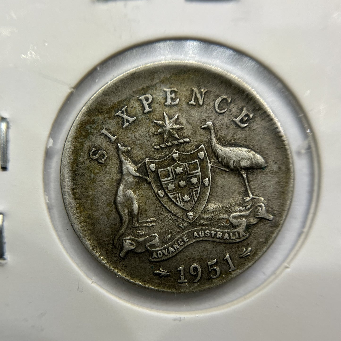 1951 Sixpence Error Coin - Broadstrike Off Centre Lip - Silver Predecimal