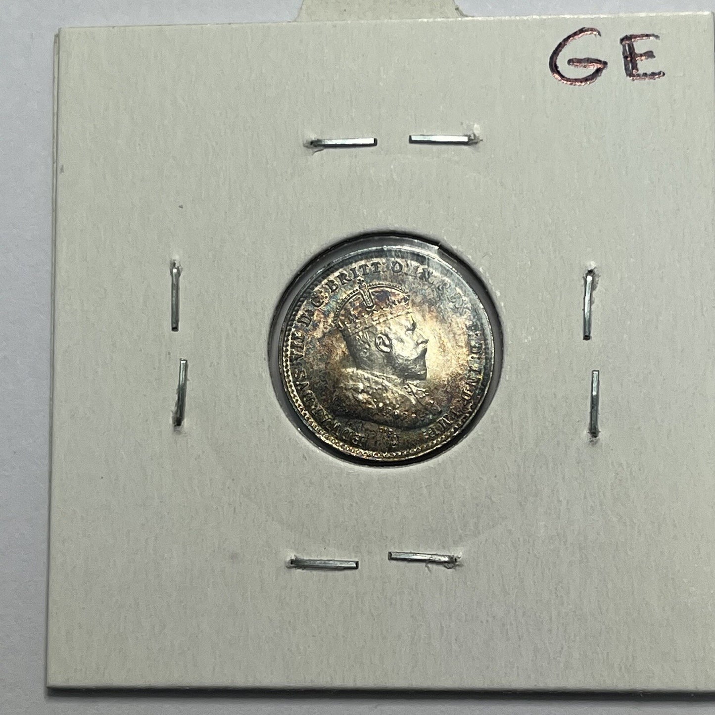 1910 Threepence Coin - Uncirculated Beautiful Toning - Silver Edward VII