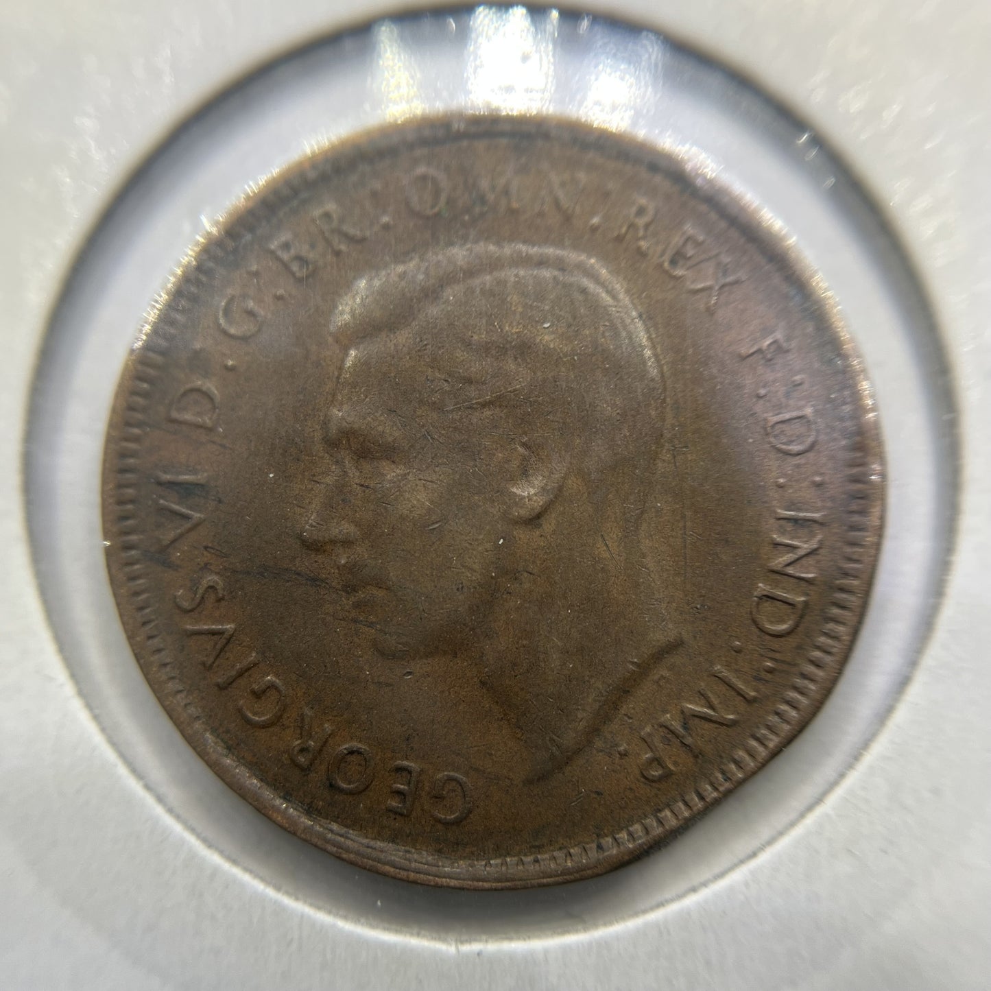 1948 Half Penny Error Coin - Straight Clip VF - George VI Predecimal