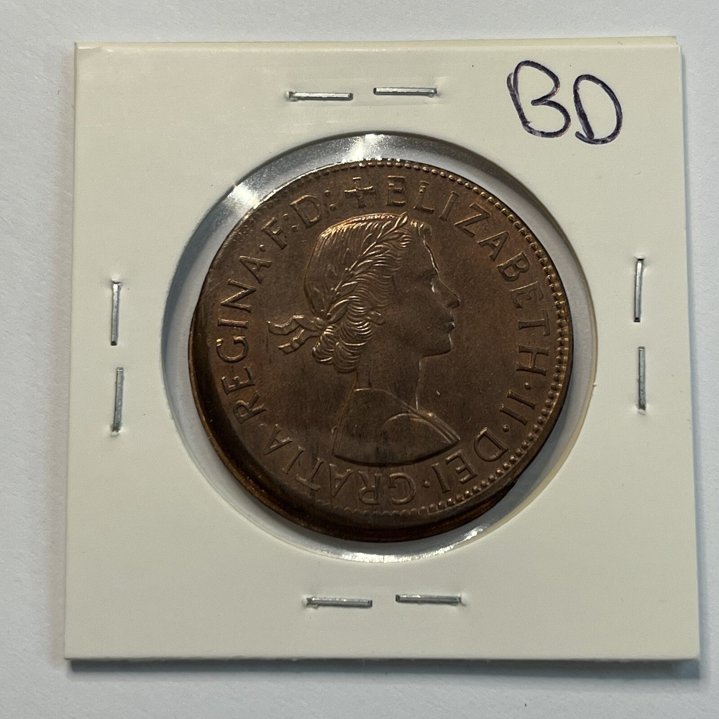 1964 Penny Coin - Struck Out of Collar Misstrike Error Large Lip - Predecimal