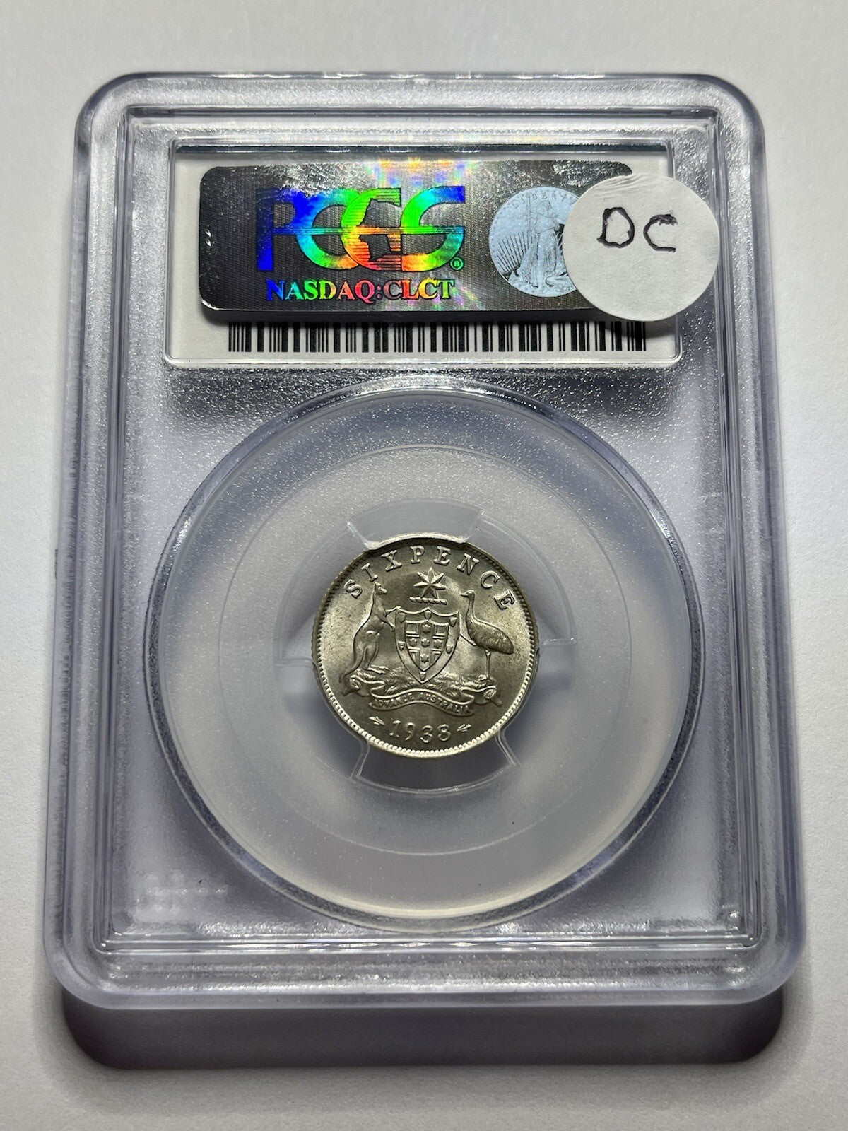 1938 Sixpence Coin - PCGS MS63 - Uncirculated Graded George VI Silver Predecimal