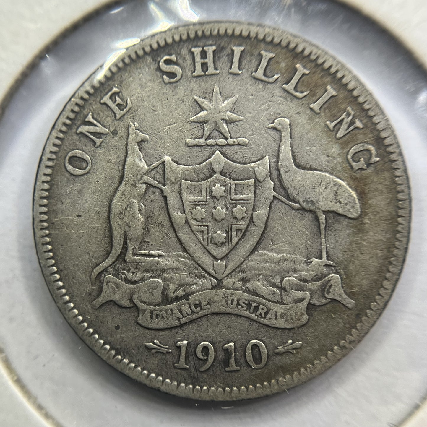 1910 Shilling Coin - almost Fine - Edward VII Silver Predecimal First Year