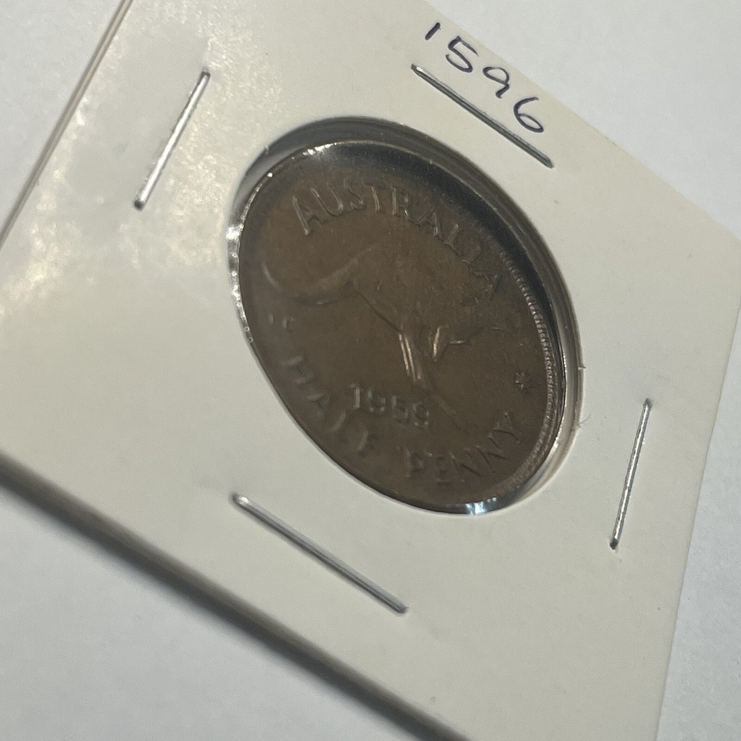 1959 Half Penny Coin - Off Centre Misstrike Error Lip - Scarce Predecimal Collar