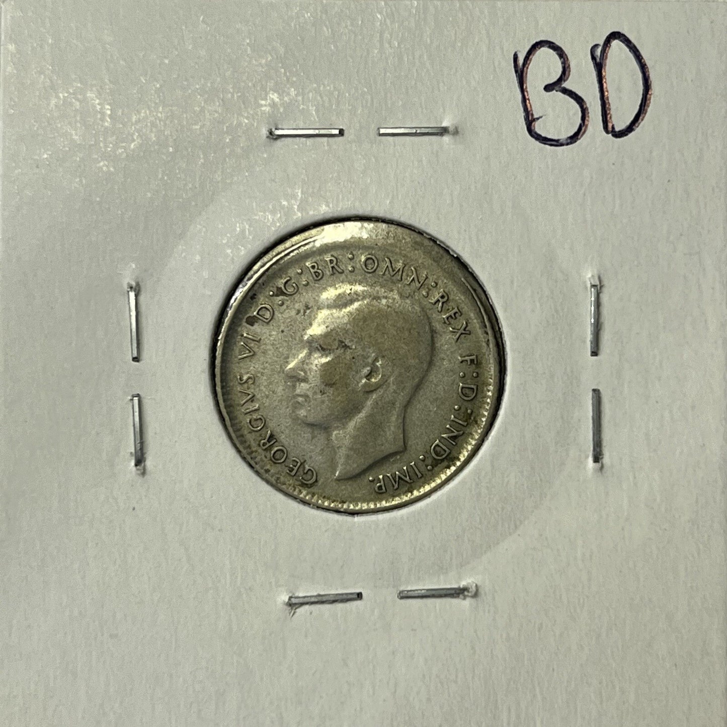 1948 Sixpence Coin - BroadStrike Misstrike Error - Silver Scarce Collar