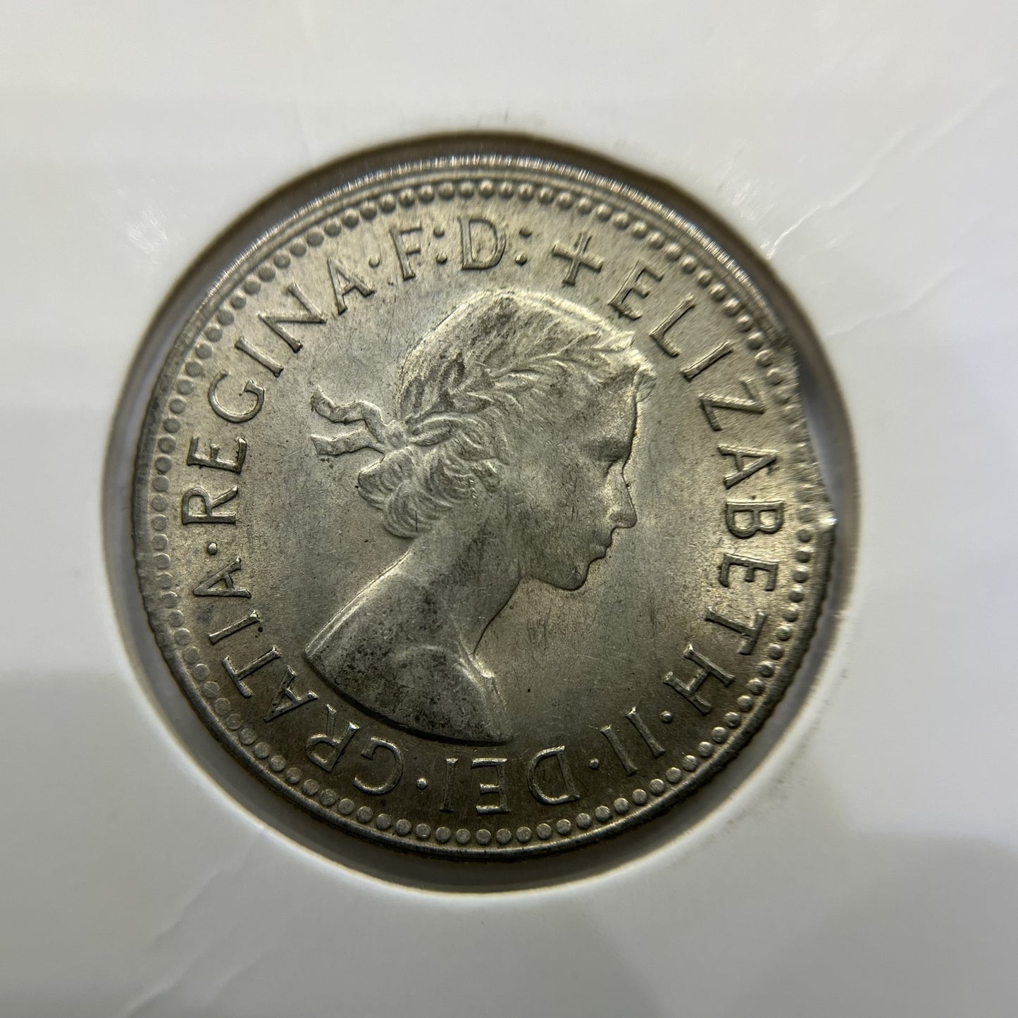 1960 Shilling Error Coin - Clipped Planchet Rim Bite - Silver Elizabeth II