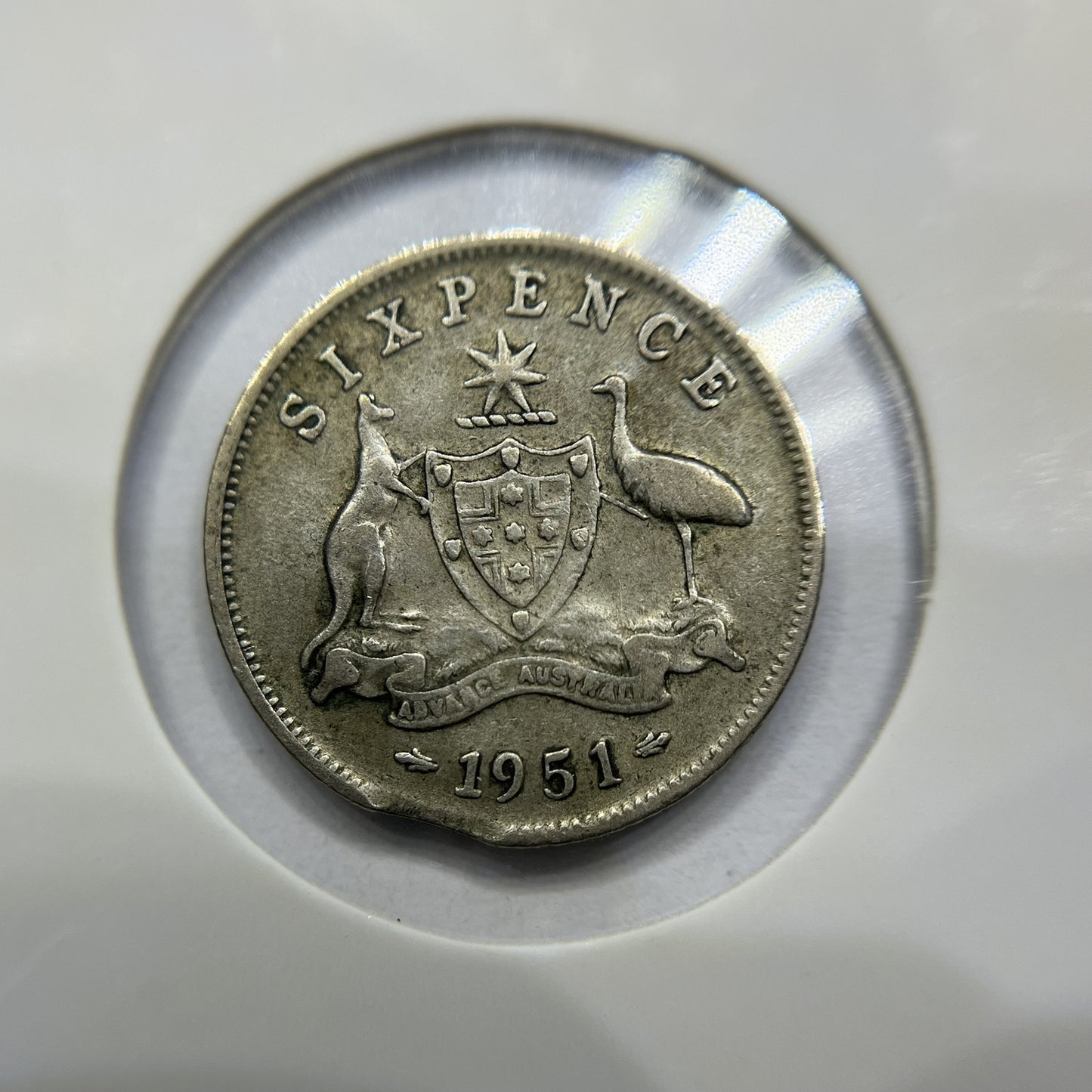 1951 Sixpence Error Coin - Clipped Planchet Rim Bite - Silver George VI