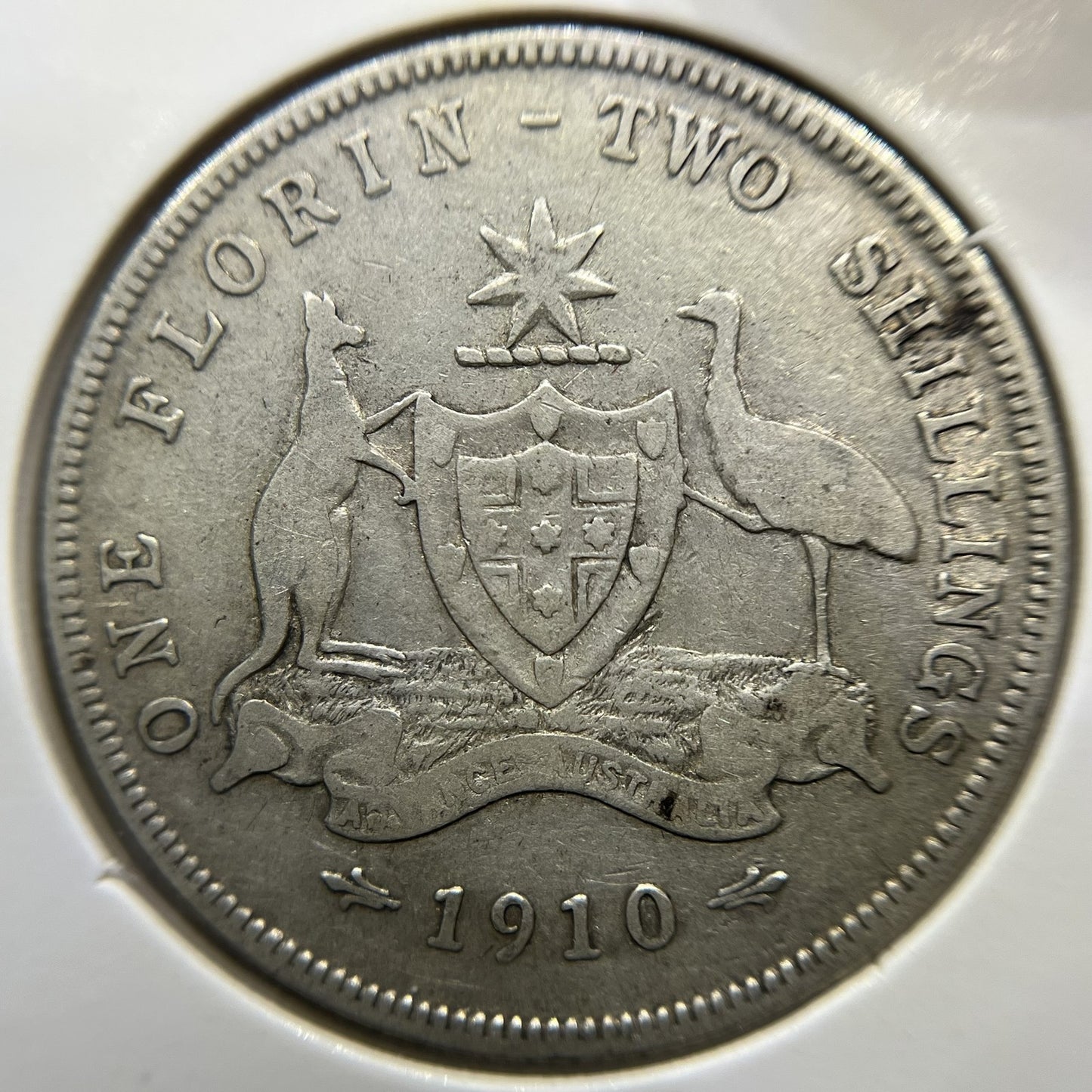 1910 Florin Coin - Fine - Edward VII Silver Predecimal First Year Issue