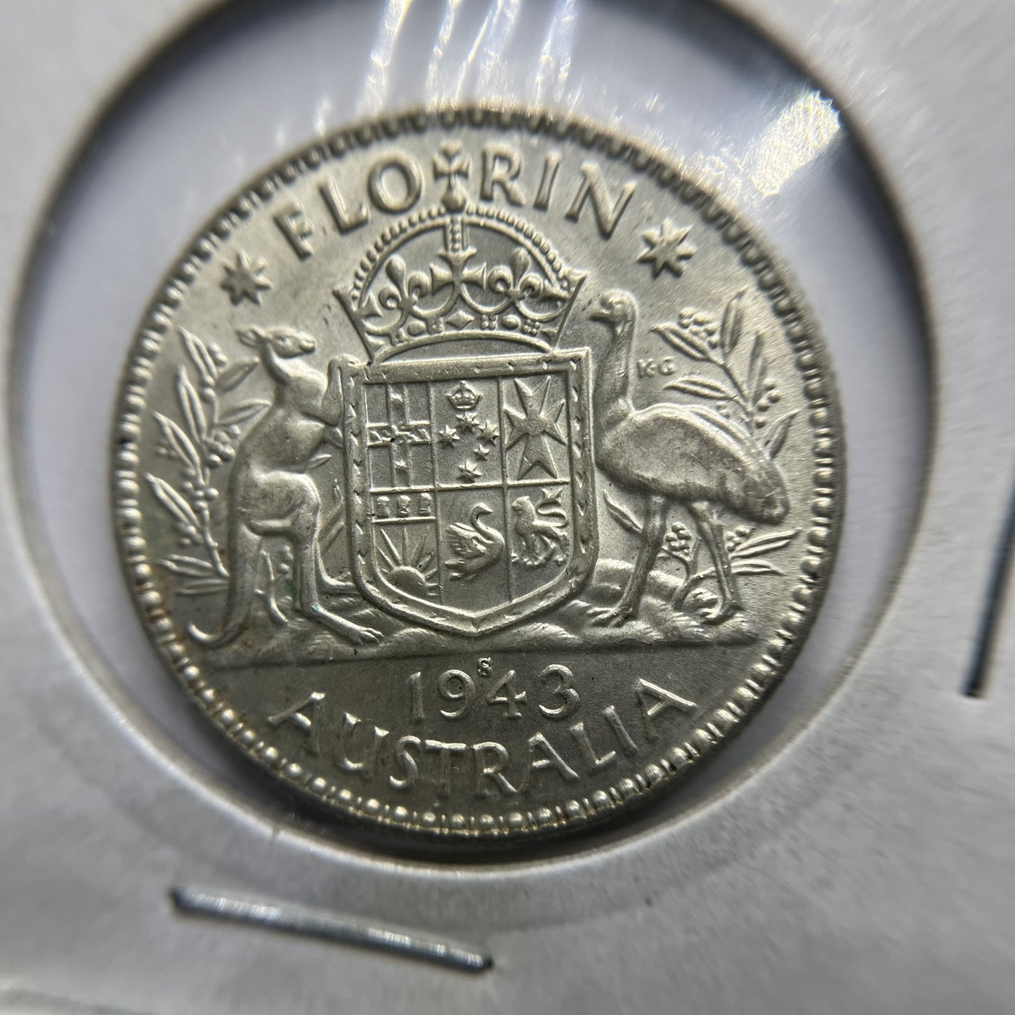 1943 s Florin Coin - Extremely Fine or better - George VI Silver Predecimal