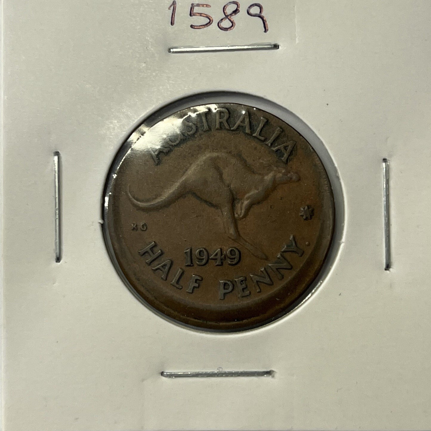1949 Half Penny Coin - Off Centre Misstrike Error Lip - Scarce Predecimal Collar
