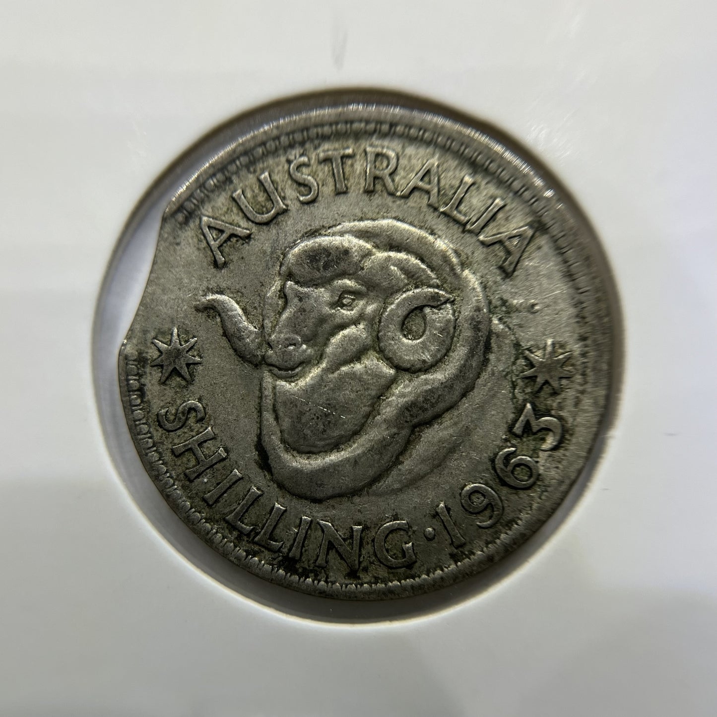 1963 Shilling Error Coin - Clipped Planchet Rim Bite - Silver Elizabeth II