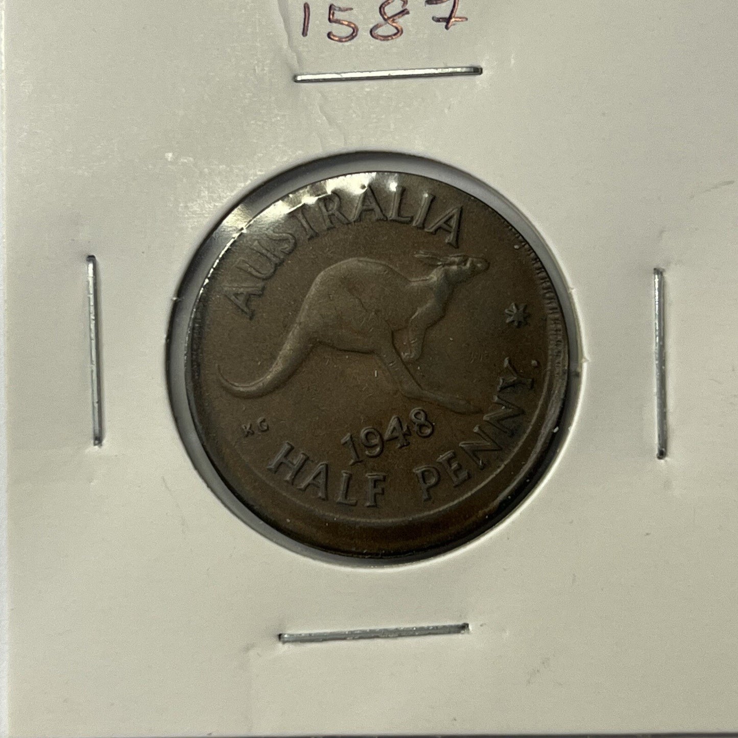 1948 Half Penny Coin - Off Centre Misstrike Error Lip - Scarce Predecimal Collar