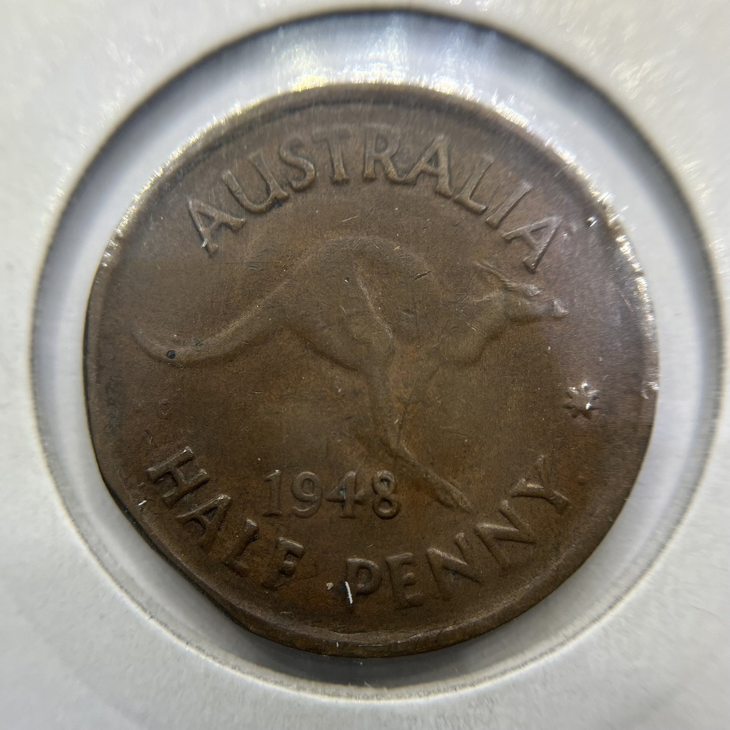 1948 Half Penny Error Coin - Straight Clip VF - George VI Predecimal