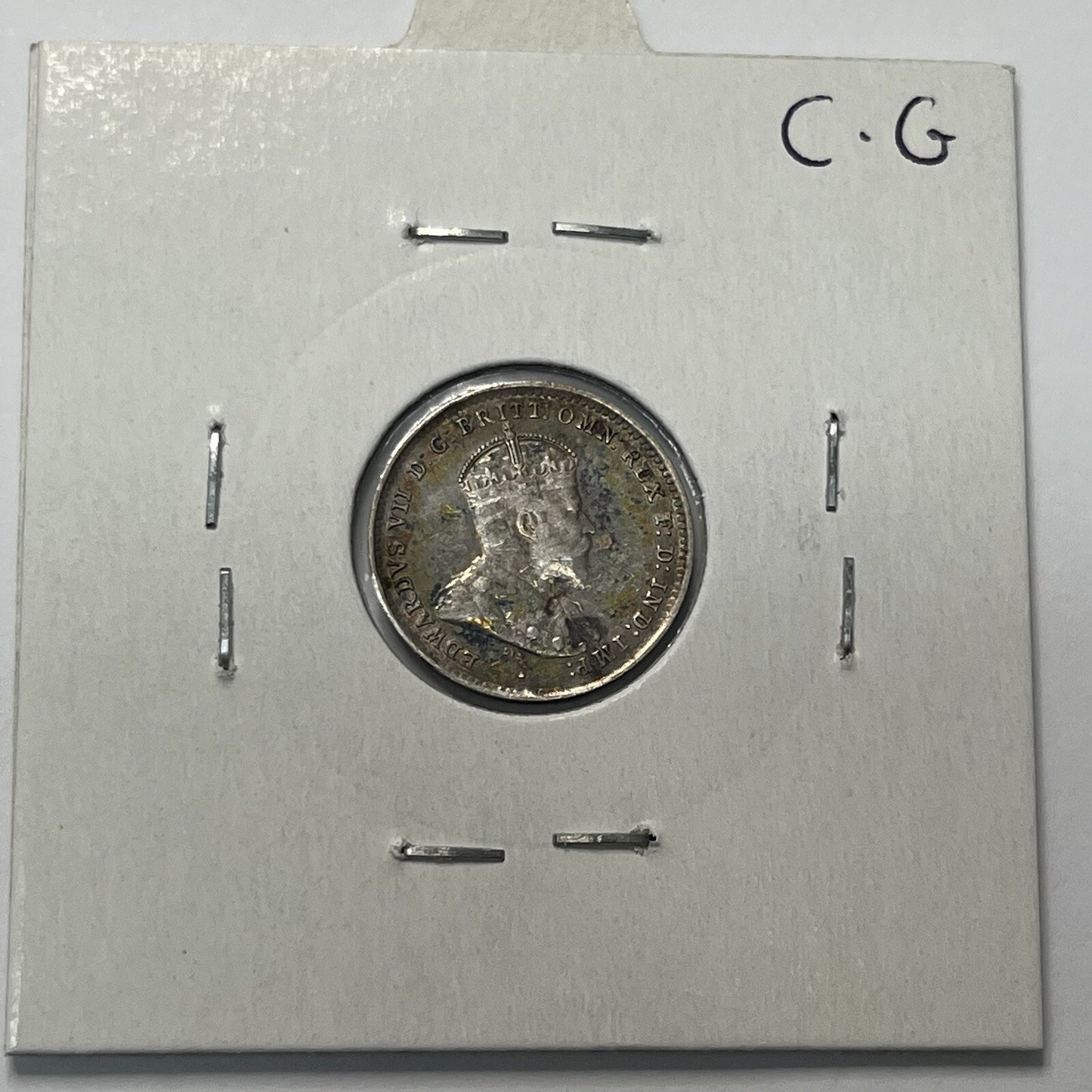 1910 Threepence Coin - almost Extremely Fine aEF - Predecimal Toned Edward II
