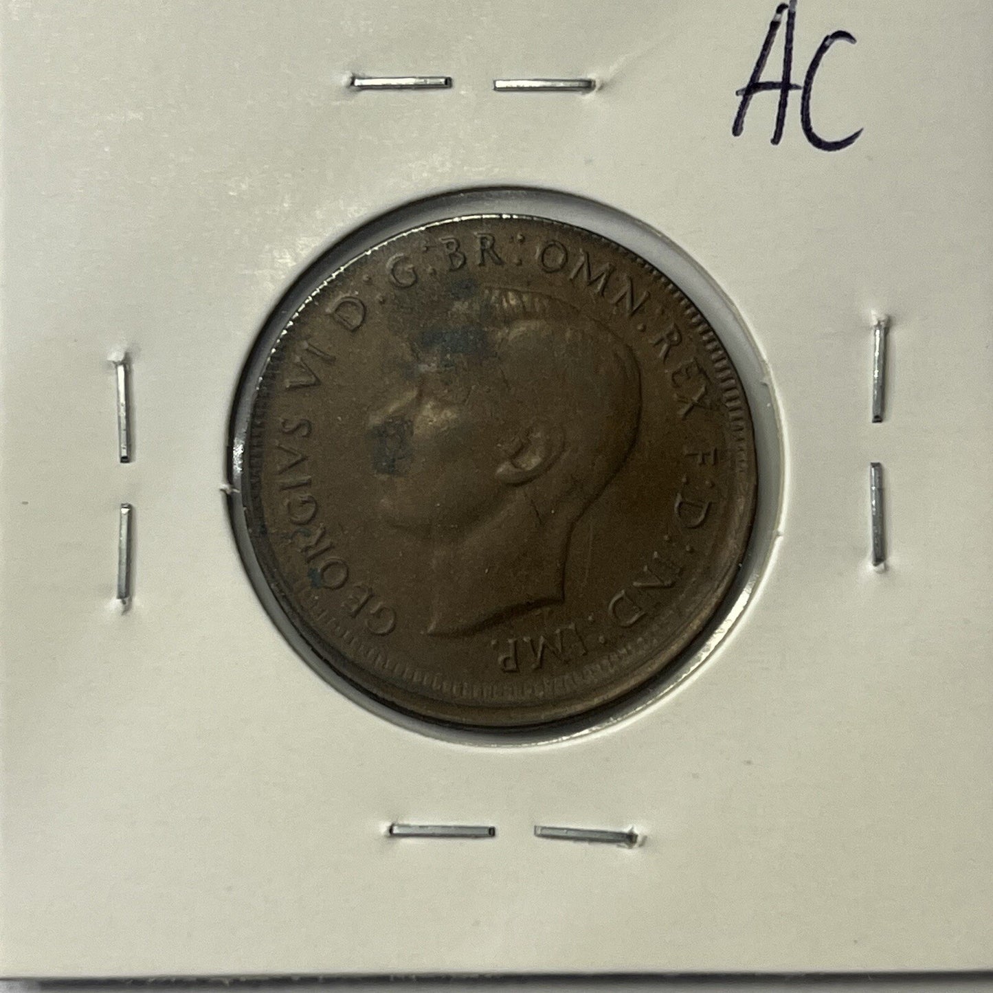 1948 Half Penny Coin - Off Centre Misstrike Error Lip - Scarce Predecimal Collar