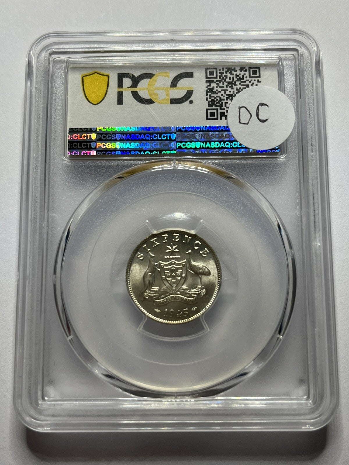 1945 m Sixpence Coin - PCGS MS63 - Uncirculated Graded George VI Silver