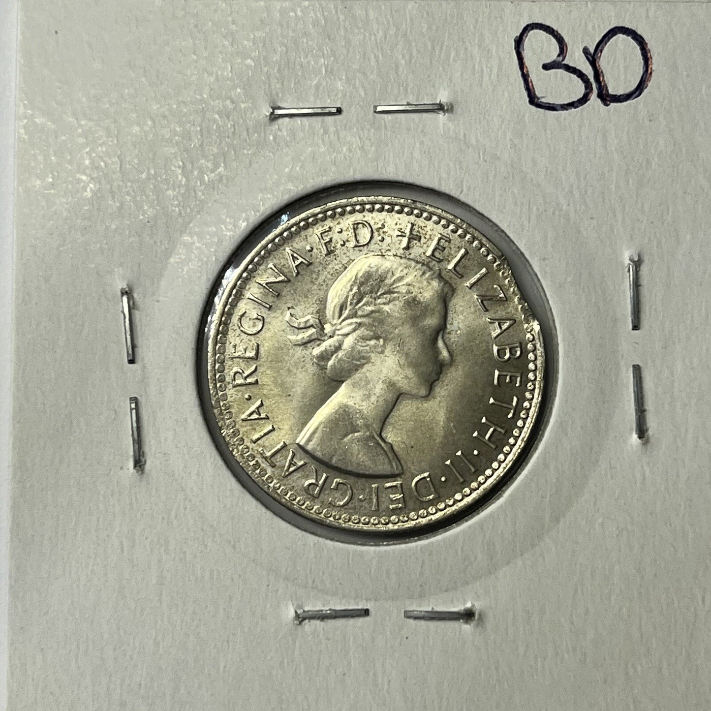 1963 Shilling Coin UNC - Clipped Planchet Rim Bite Error- Silver Predecimal Clip