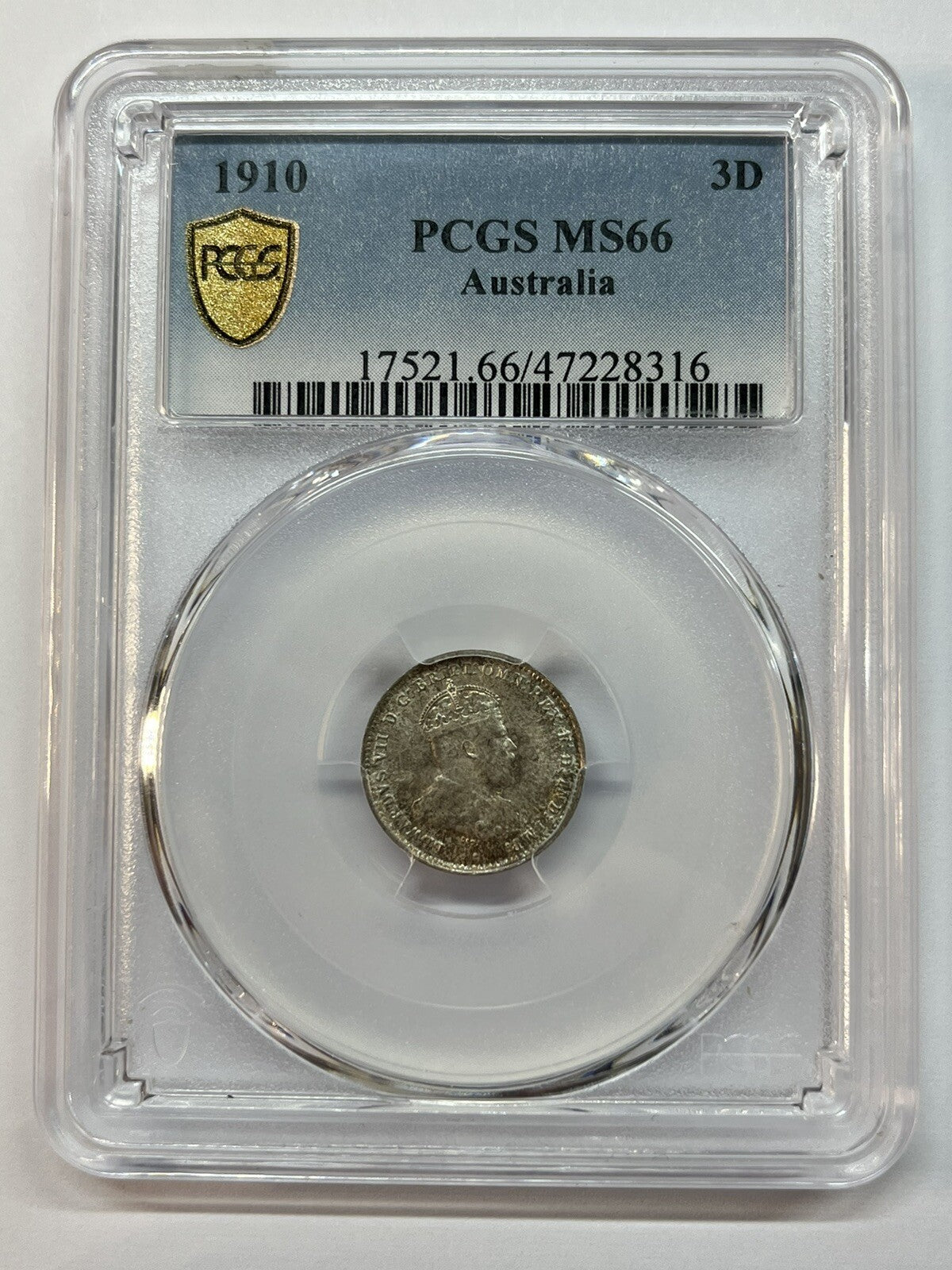 1910 Threepence Coin - PCGS MS66 - GEM Uncirculated Only 13 Graded Higher!!