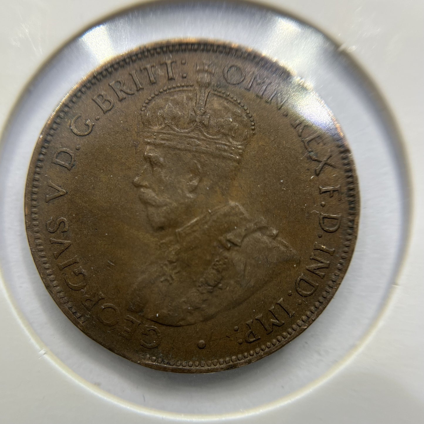 1936 Half Penny Error Coin - Clipped Planchet Rim Bite - Predecimal George V