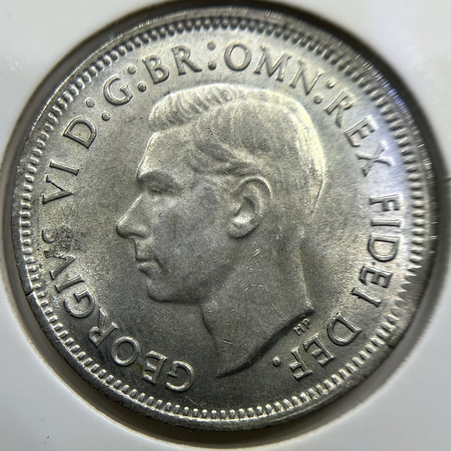 1952 Shilling Error Coin - Clip & Planchet Flaw UNC - George V Silver