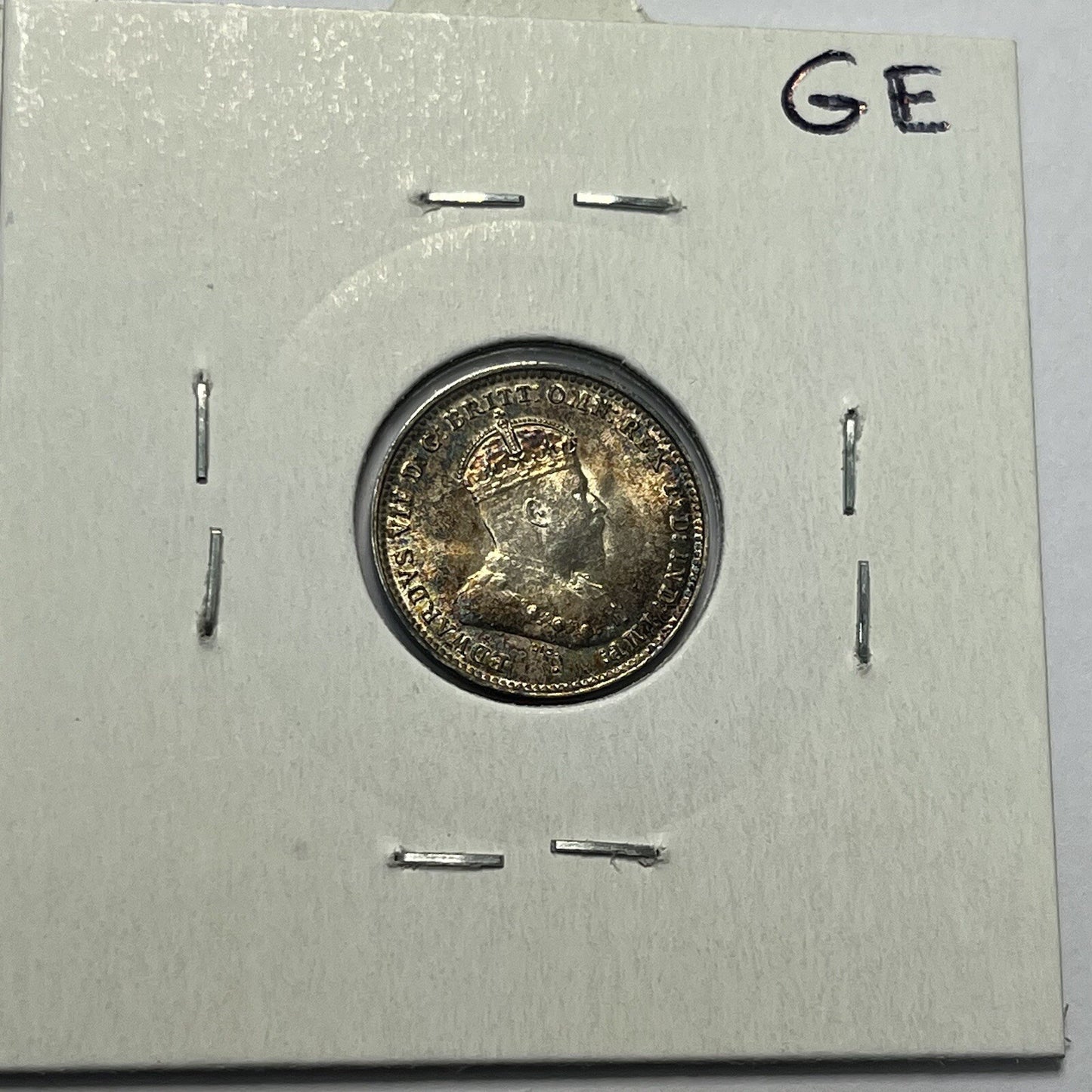 1910 Threepence Coin - Uncirculated Beautiful Toning - Silver Edward VII