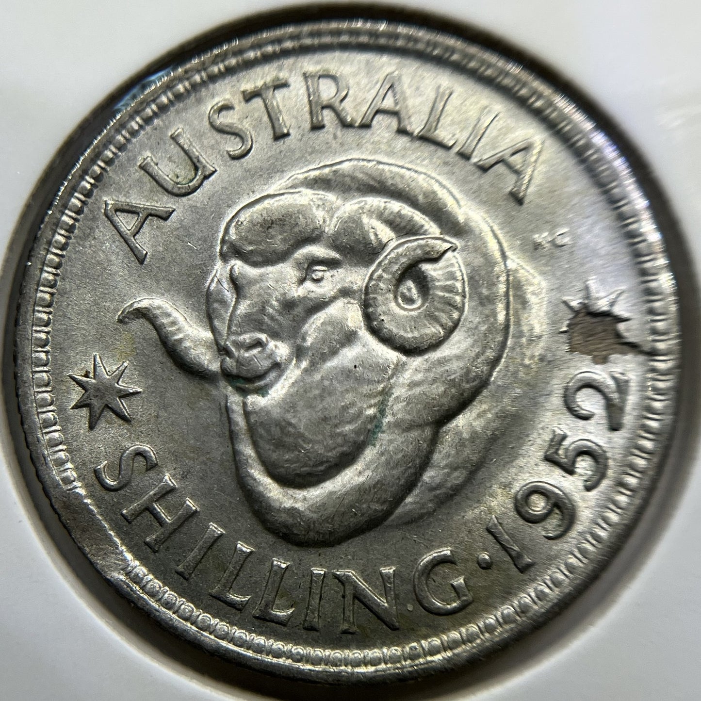 1952 Shilling Error Coin - Clip & Planchet Flaw UNC - George V Silver