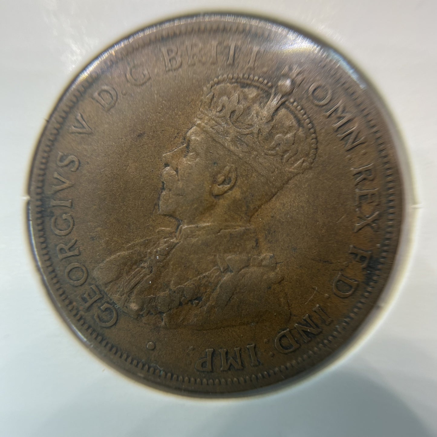 1924 One Penny Coin Rotation Error - good Very Fine - George V Predecimal