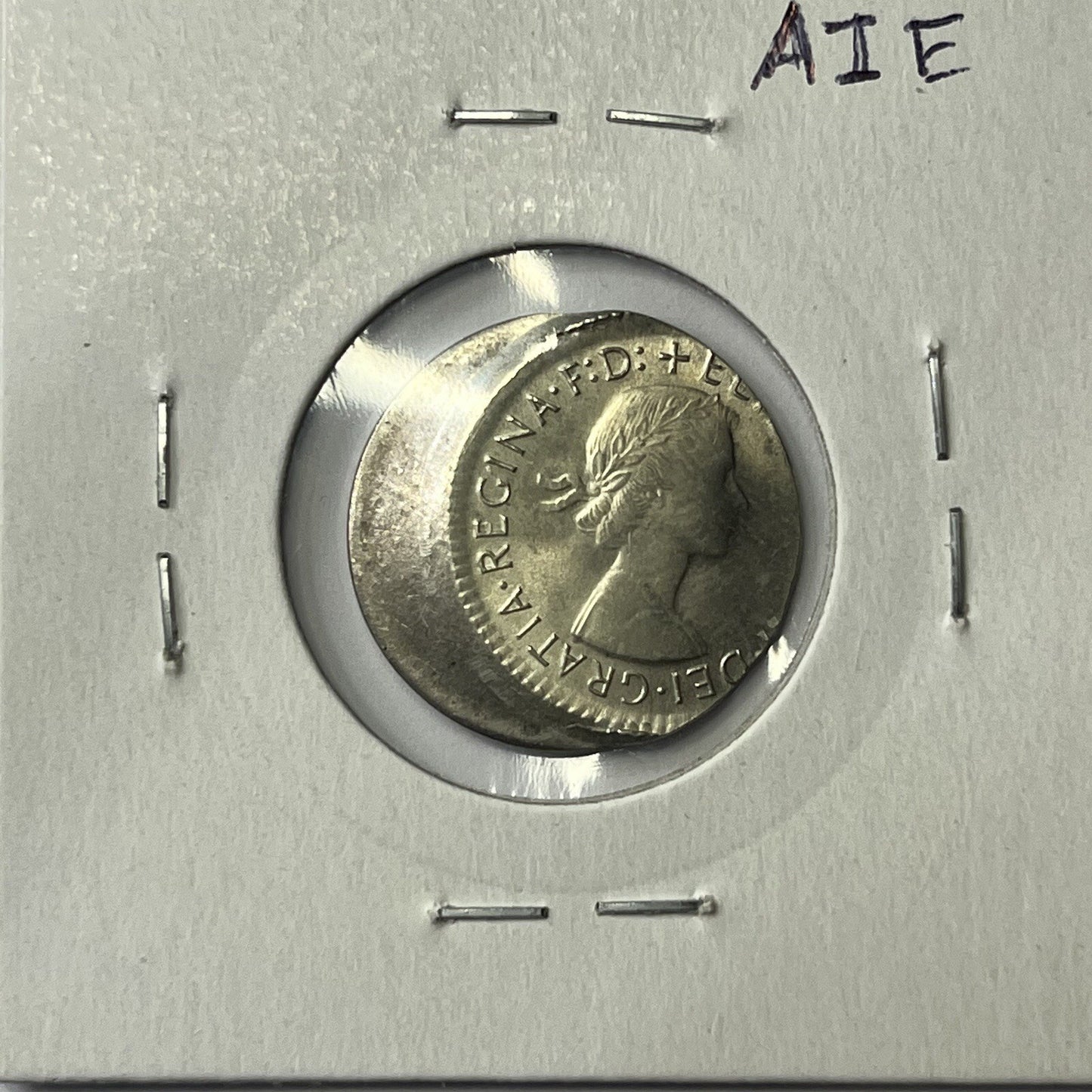 1957 Sixpence Coin UNC - Off Centre 30% Out of Collar Large Error - Silver Rare