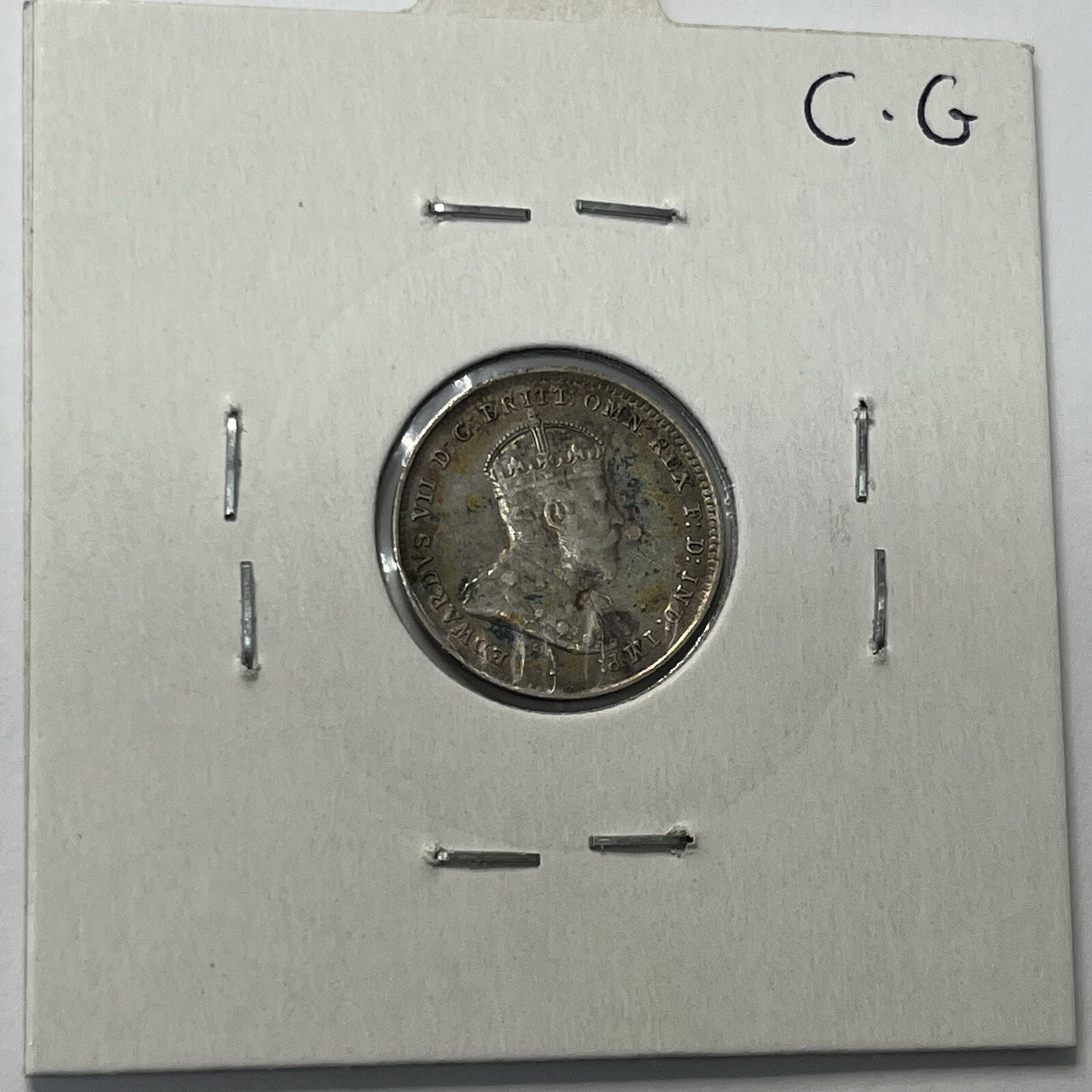 1910 Threepence Coin - almost Extremely Fine aEF - Predecimal Toned Edward II