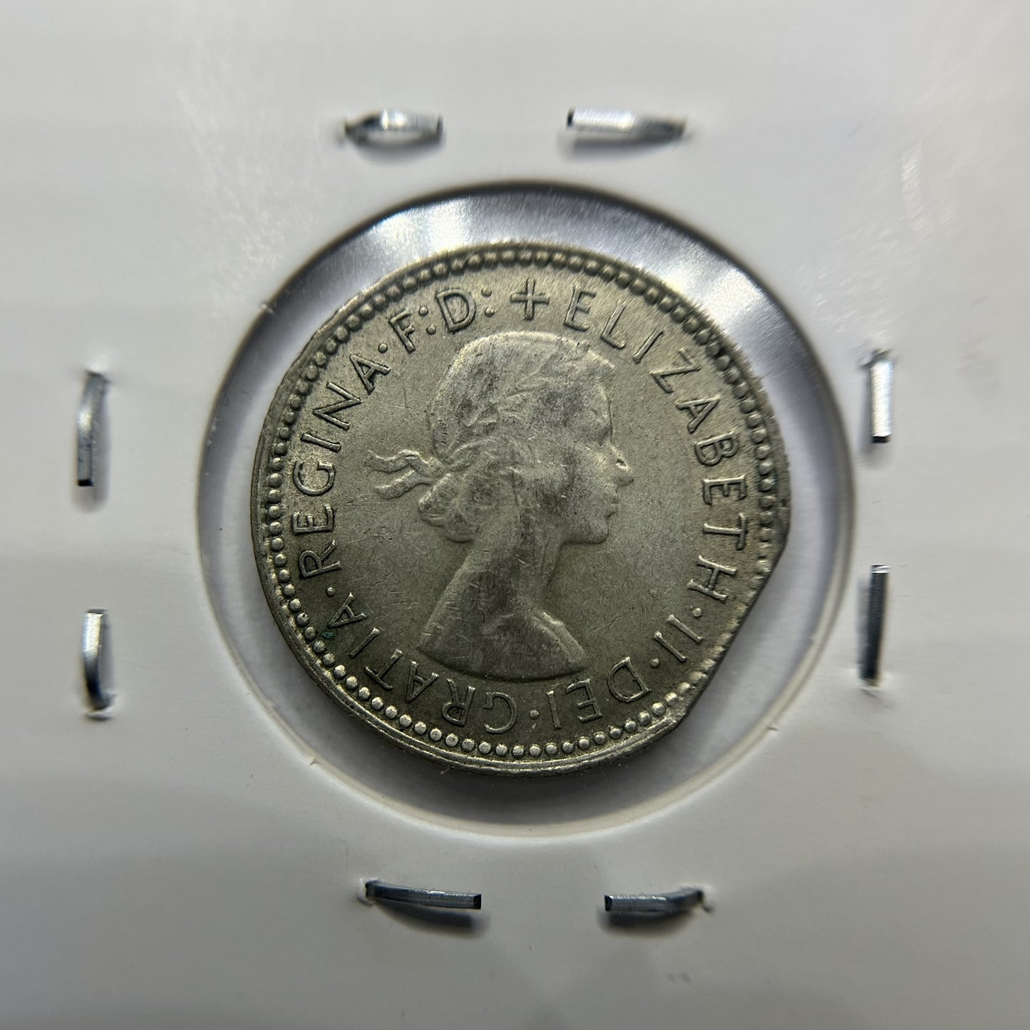 1962 Sixpence Error Coin - Straight Clipped Planchet - Silver Elizabeth II