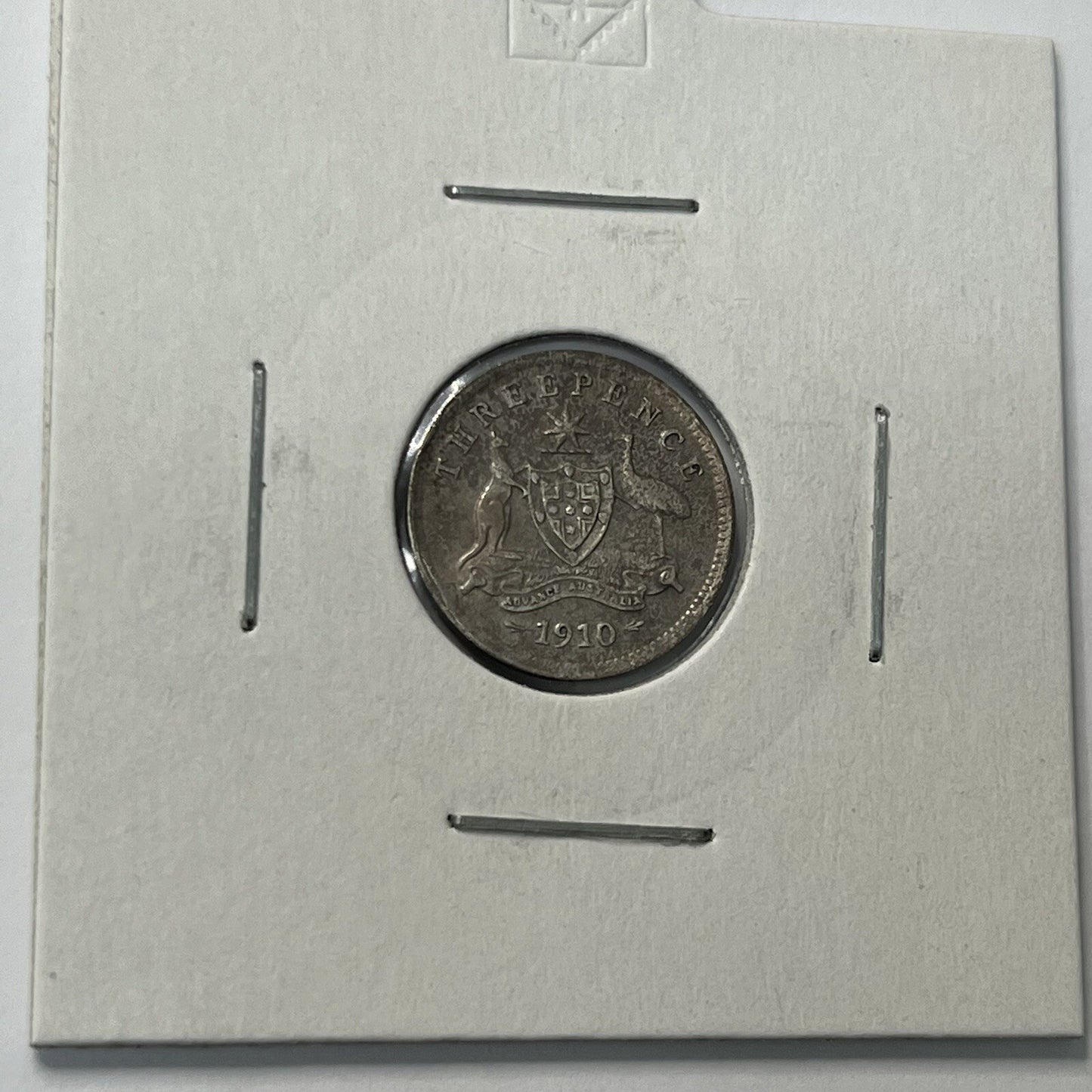 1910 Threepence Coin - almost Extremely Fine aEF - Predecimal Toned Edward II