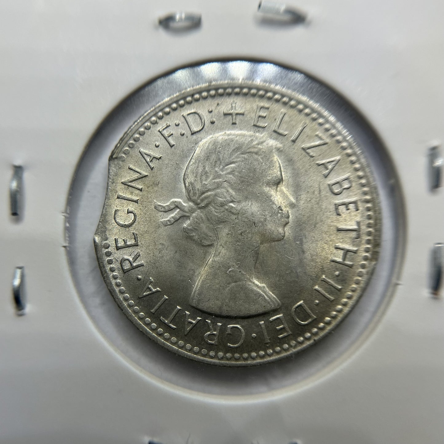 1961 Shilling Error Coin - Clipped Planchet Rim Bite - Silver Elizabeth II