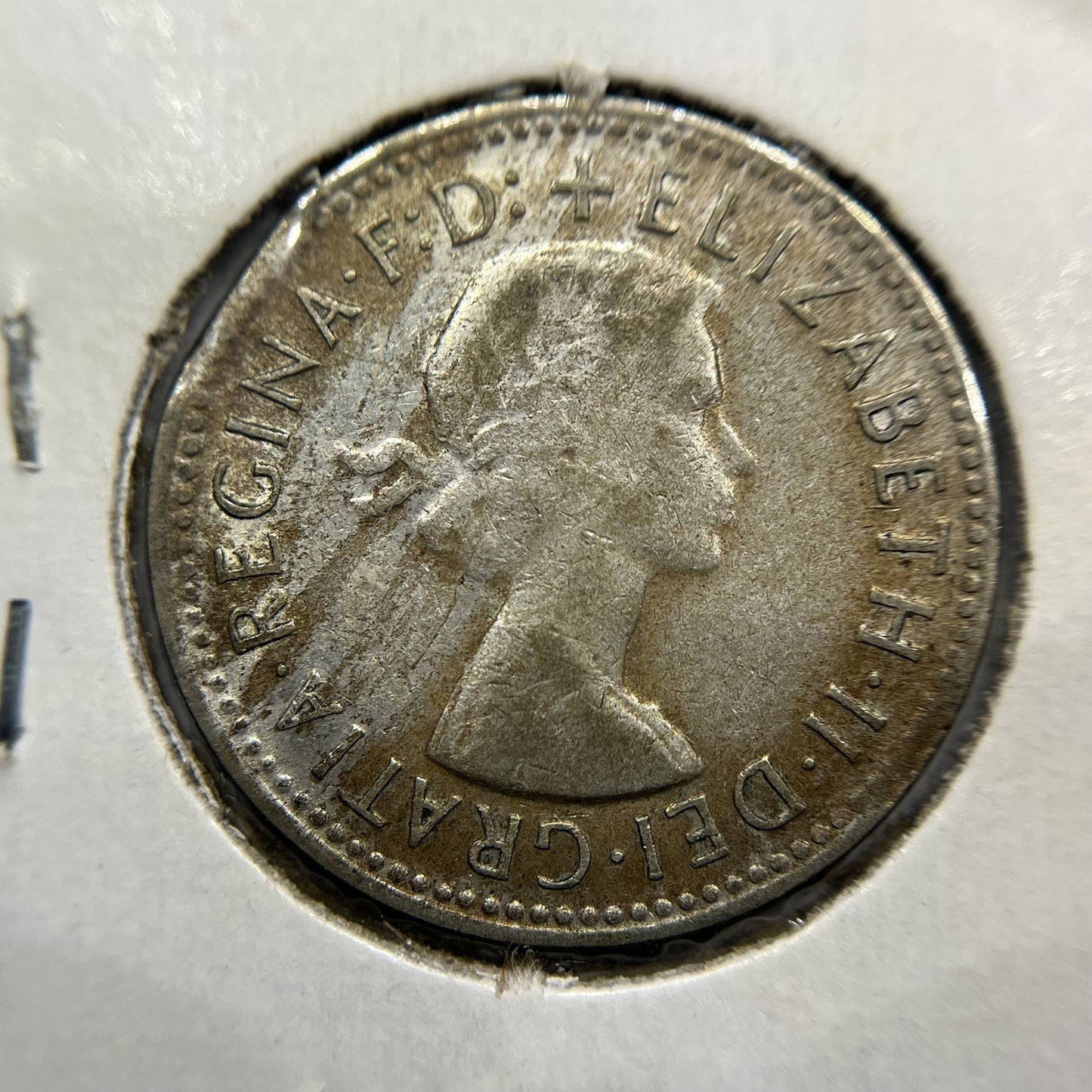 1961 Shilling Error Coin - Clipped Planchet Rim Bite - Silver Elizabeth II