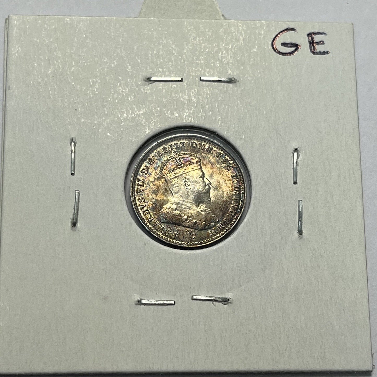 1910 Threepence Coin - Uncirculated Beautiful Toning - Silver Edward VII