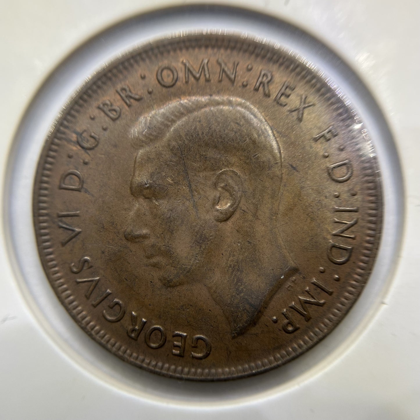 1944 Dot Penny Coin - Extremely Fine Peel Error "P" - George VI Predecimal