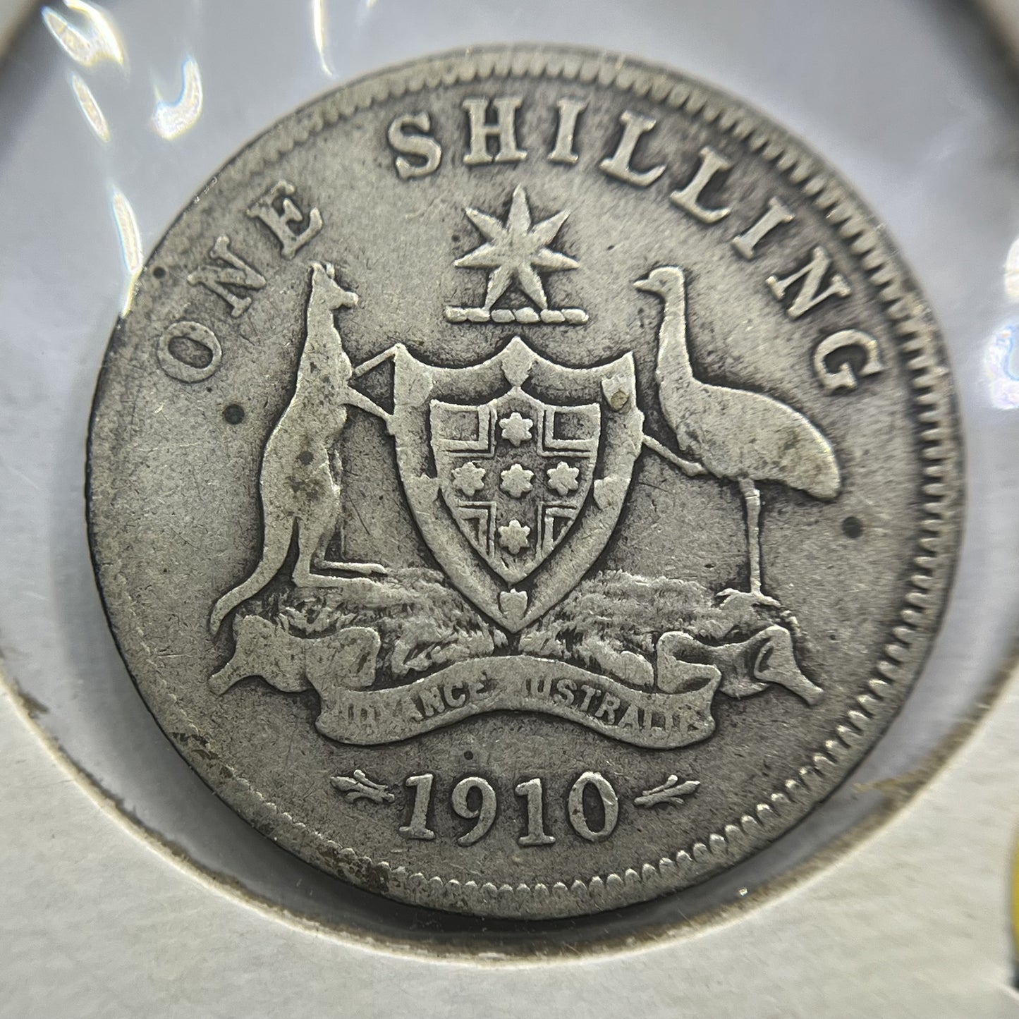 1910 Shilling Coin - almost Fine - Edward VII Silver Predecimal First Year