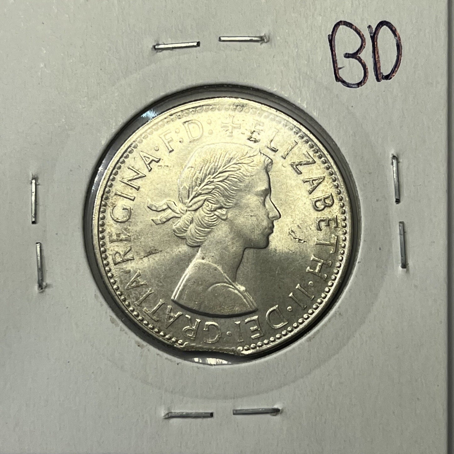 1962 Florin Coin UNC - Clipped Planchet Rim Bite Error - Silver Predecimal Clip