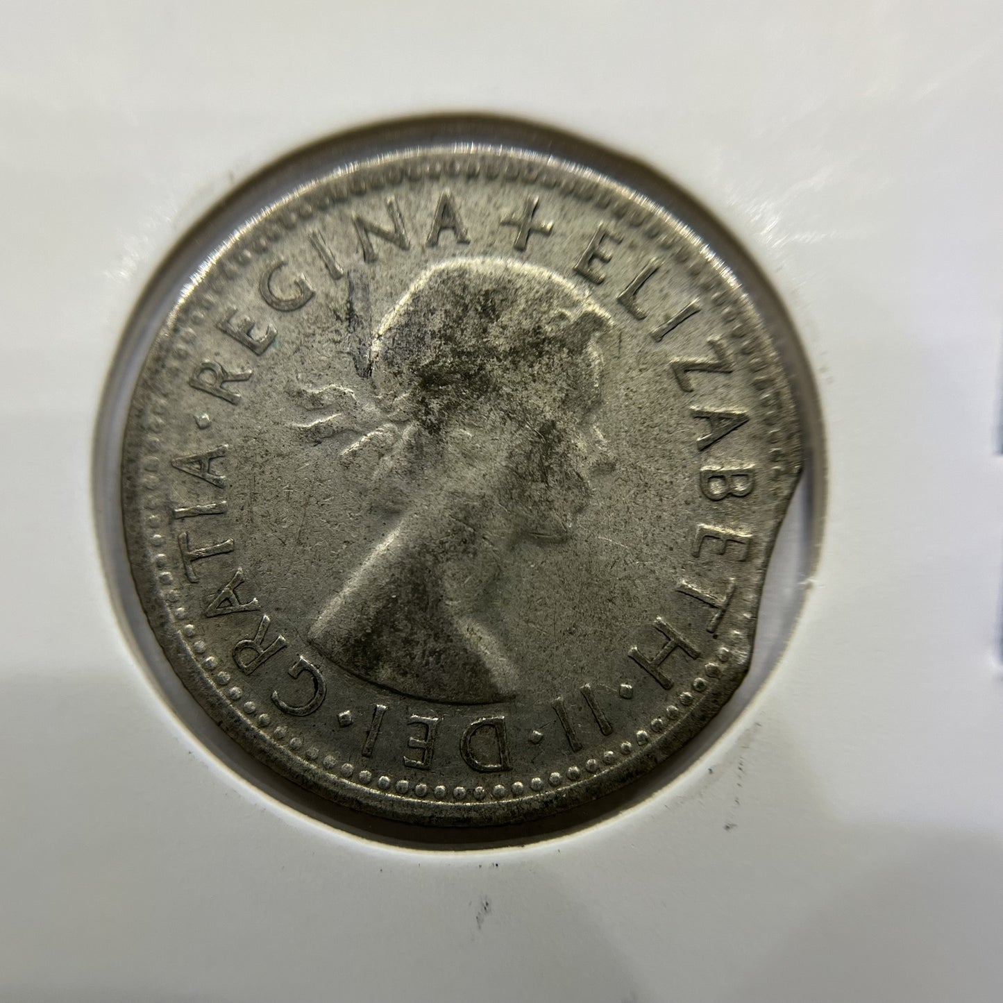 1954 Florin Error Coin - Clipped Planchet Rim Bite - Silver George VI