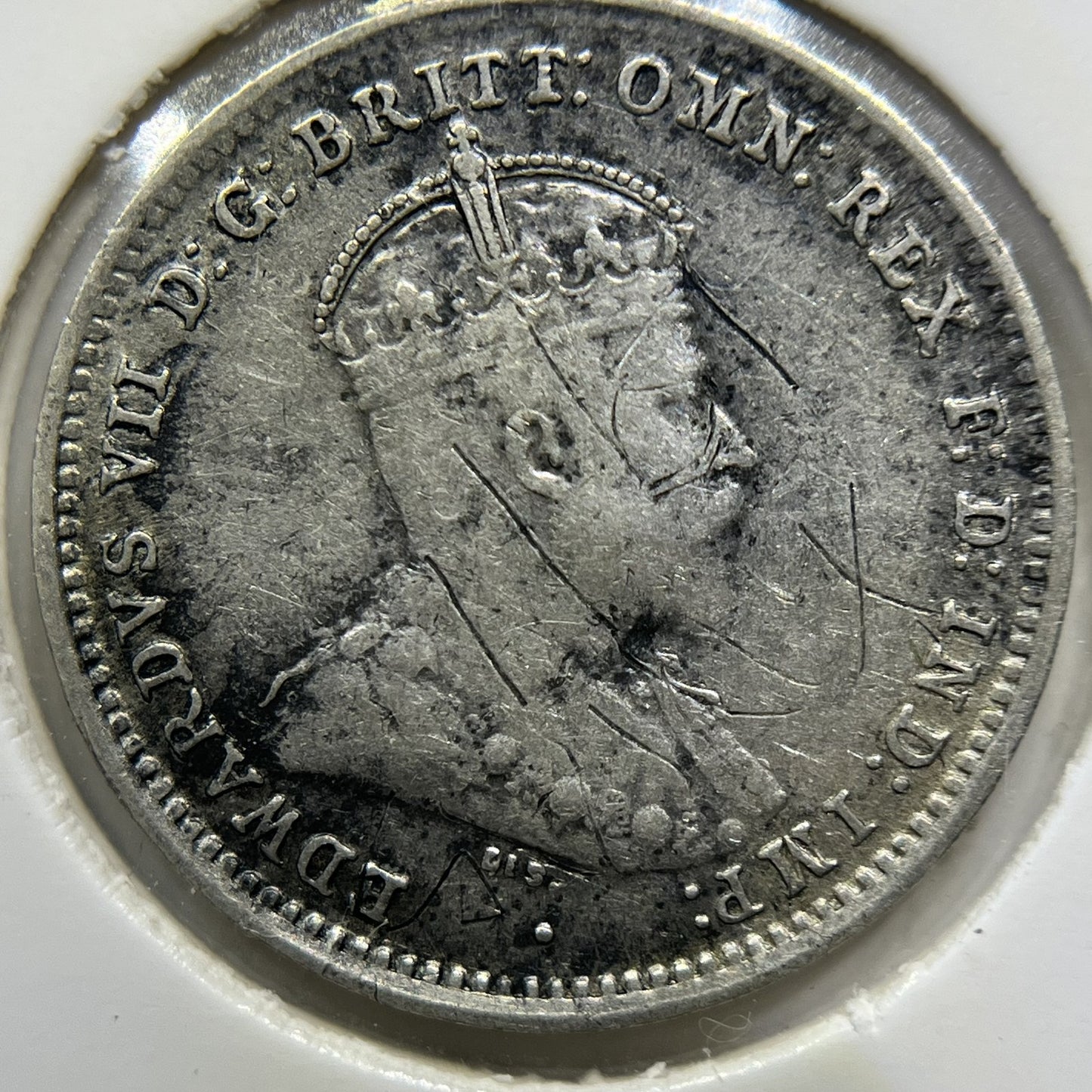 1910 Threepence Coin - good Very Fine Scratched - Silver Edward VI Australia