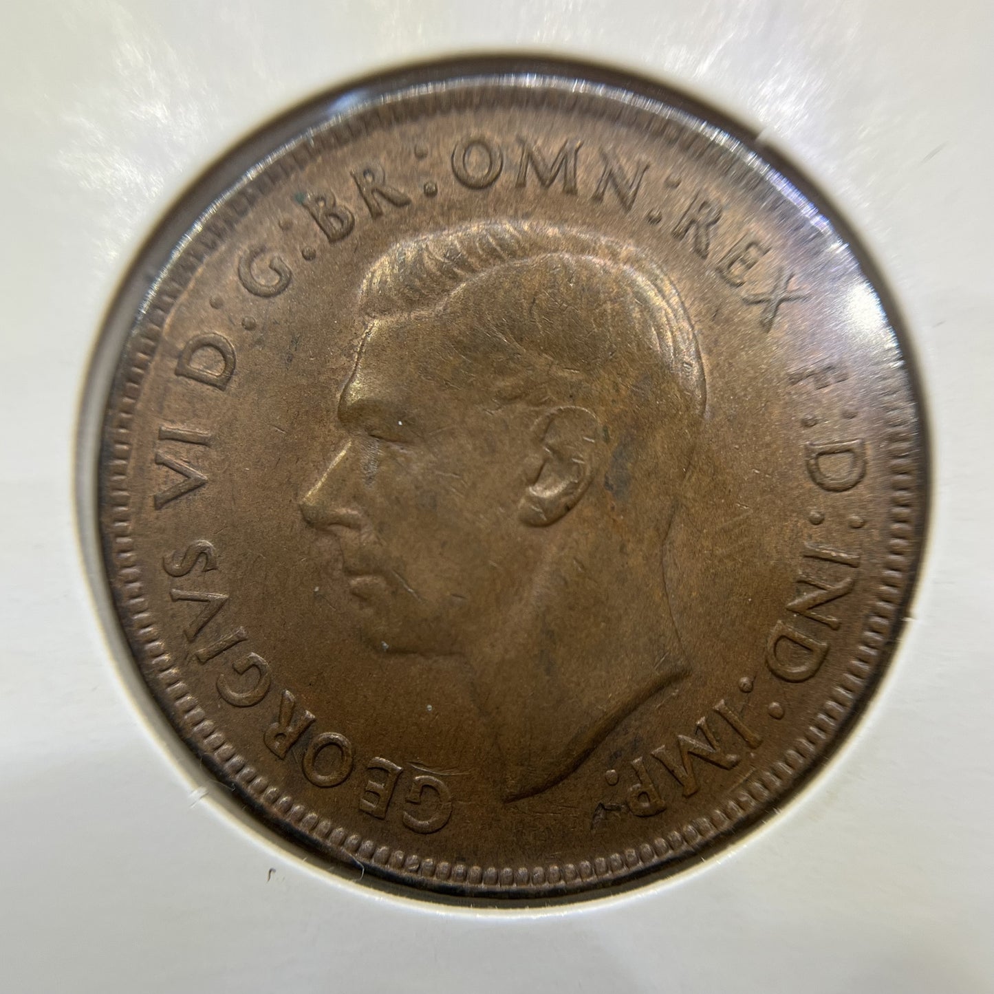 1943 Penny Coin - almost Extremely Fine - George VI Predecimal